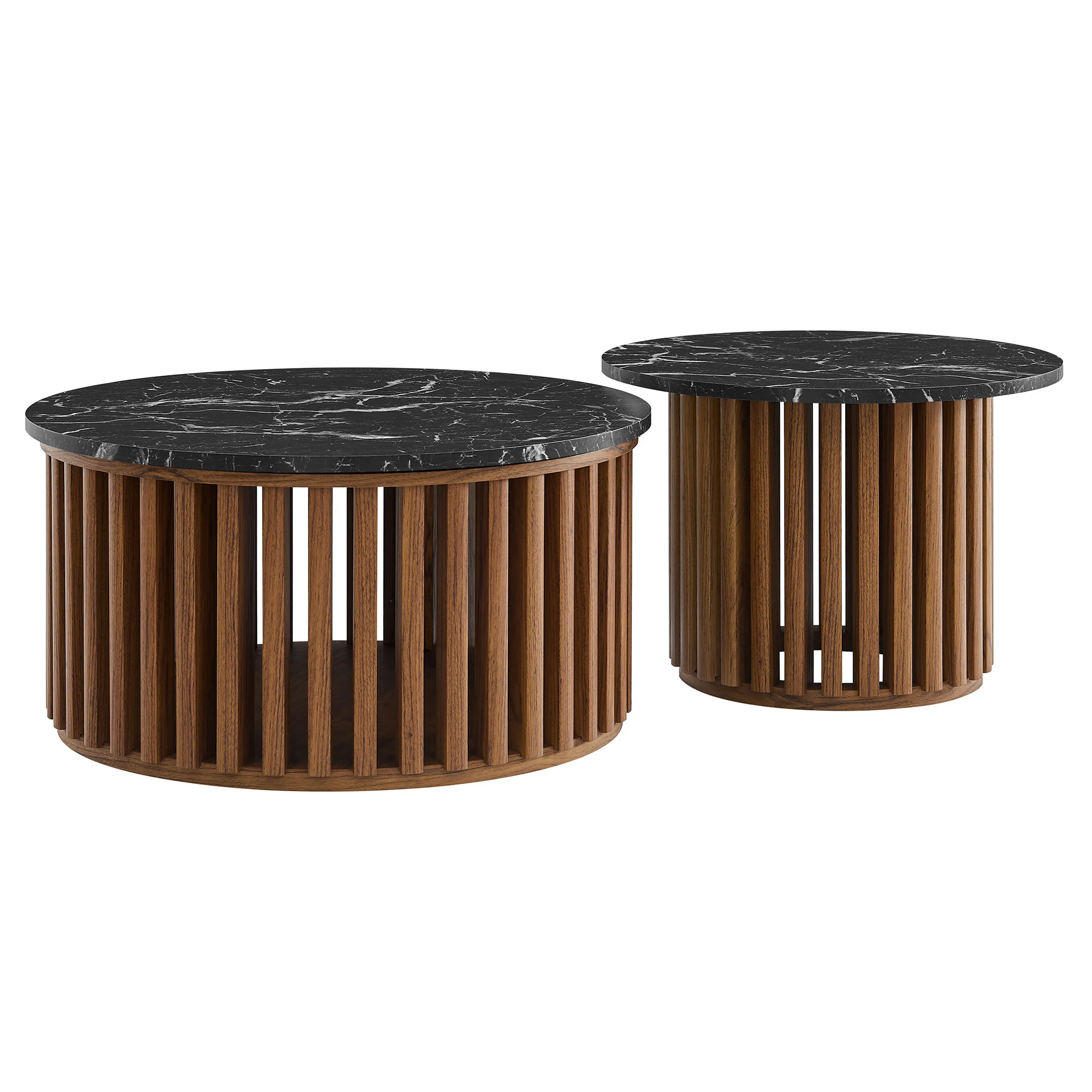 Fortitude Round Faux Marble Top Nesting Coffee Table Set by Modway - Image 2