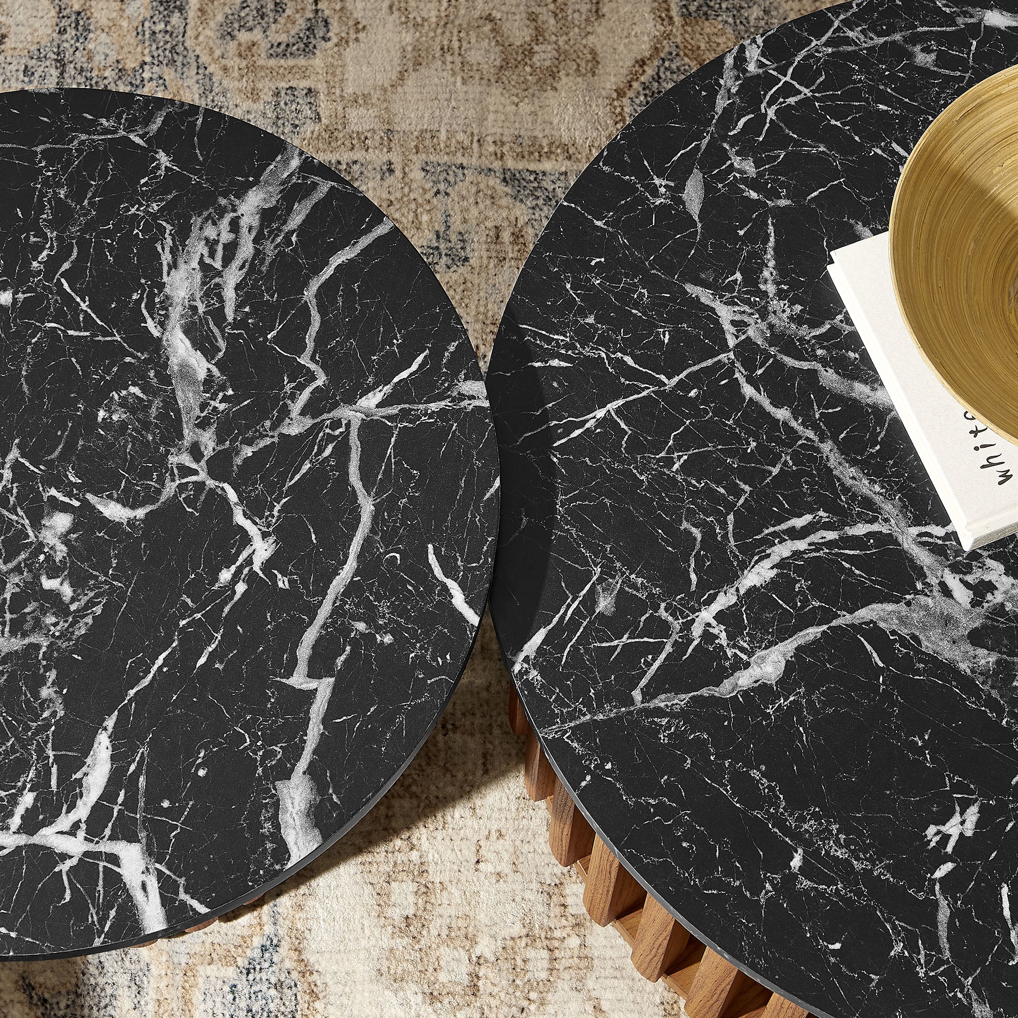 Fortitude Round Faux Marble Top Nesting Coffee Table Set by Modway - Image 3