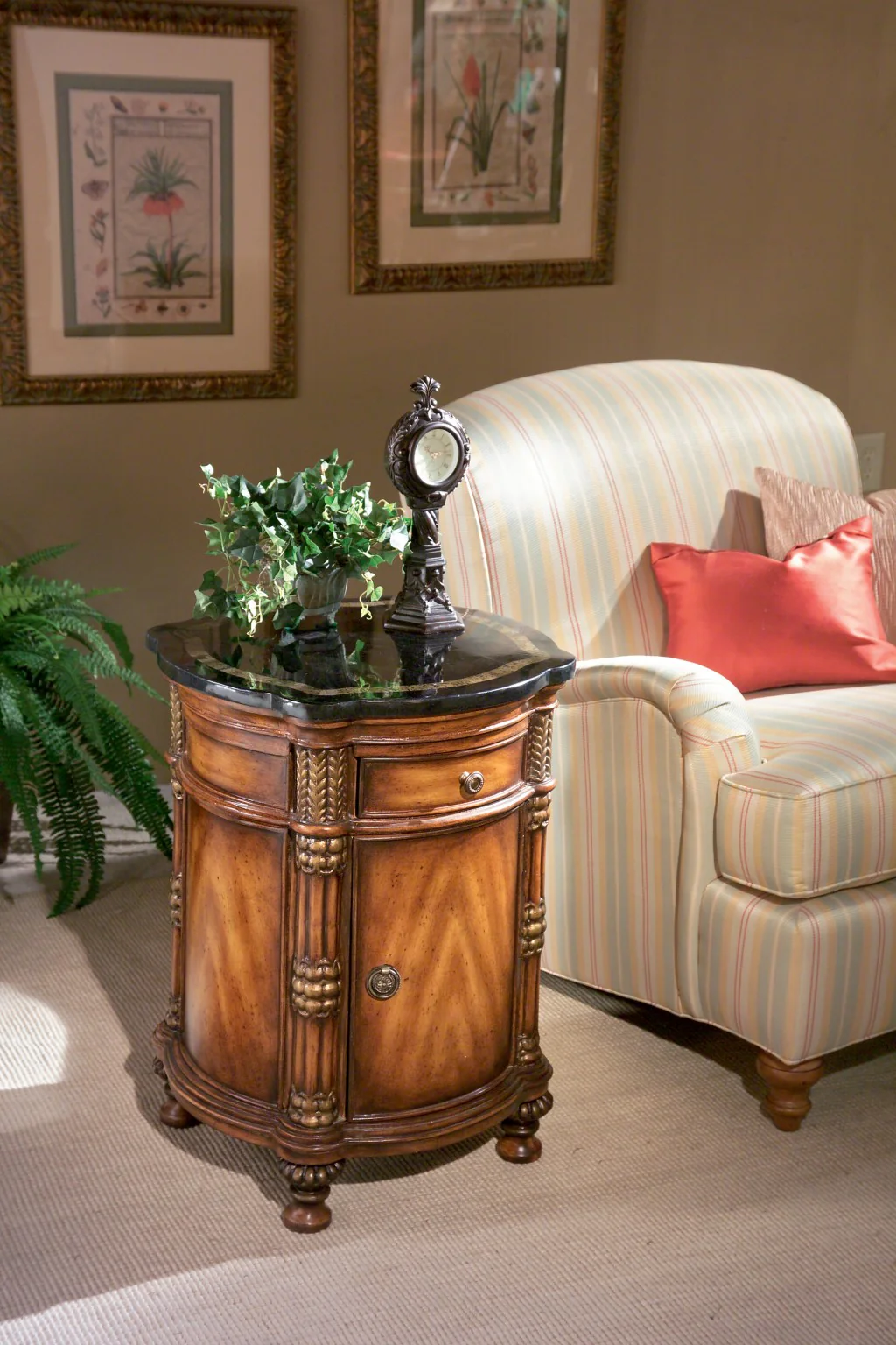Fossil Stone Drum Table By Homeroots - Image 2