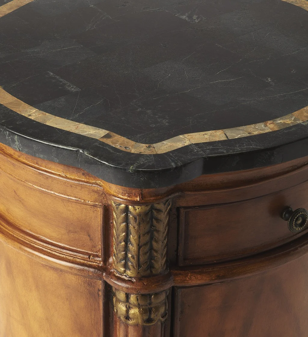 Fossil Stone Drum Table By Homeroots - Image 4
