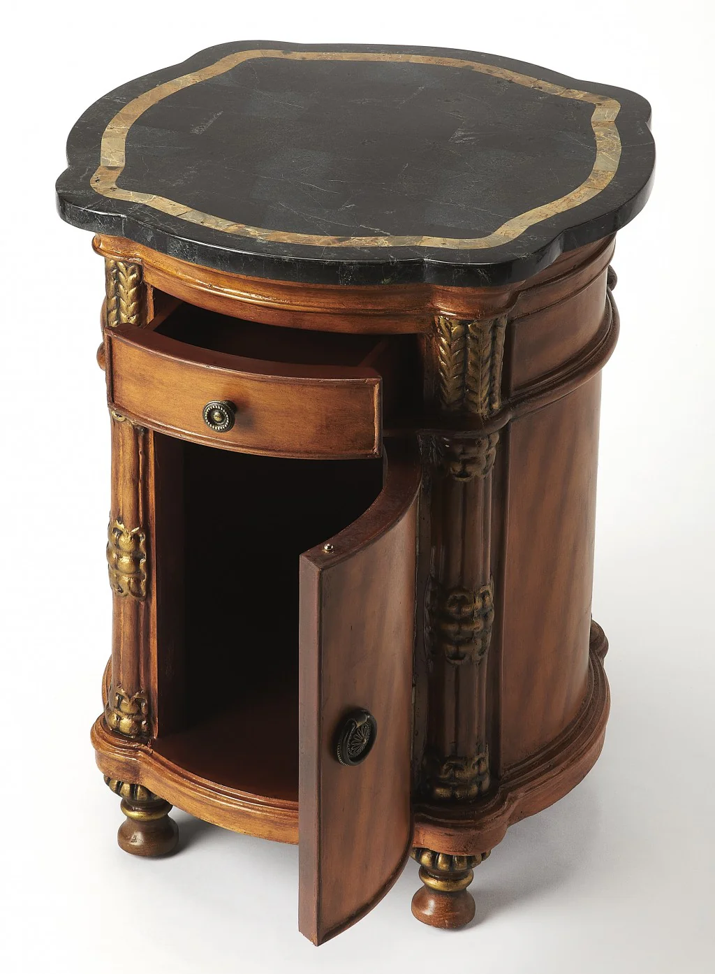 Fossil Stone Drum Table By Homeroots - Image 5