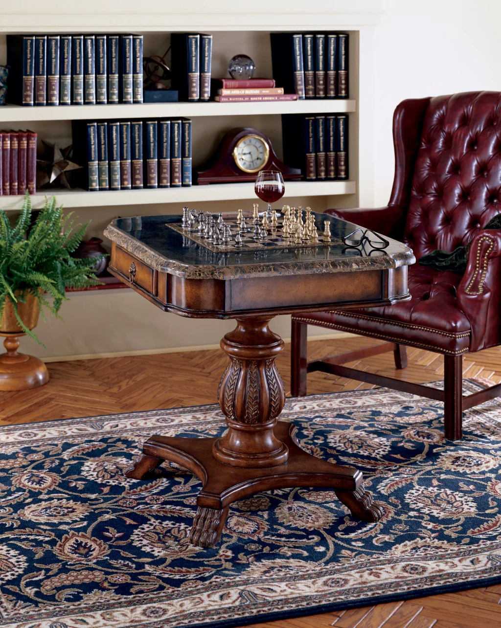 Fossil Stone Game Table By Homeroots - 389883 - Image 2