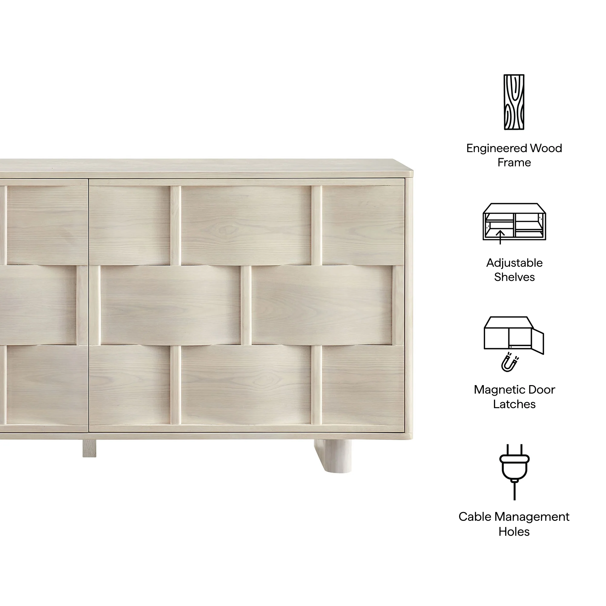 Foundry 71" Woven Design Buffet Storage Cabinet by Modway - Image 29