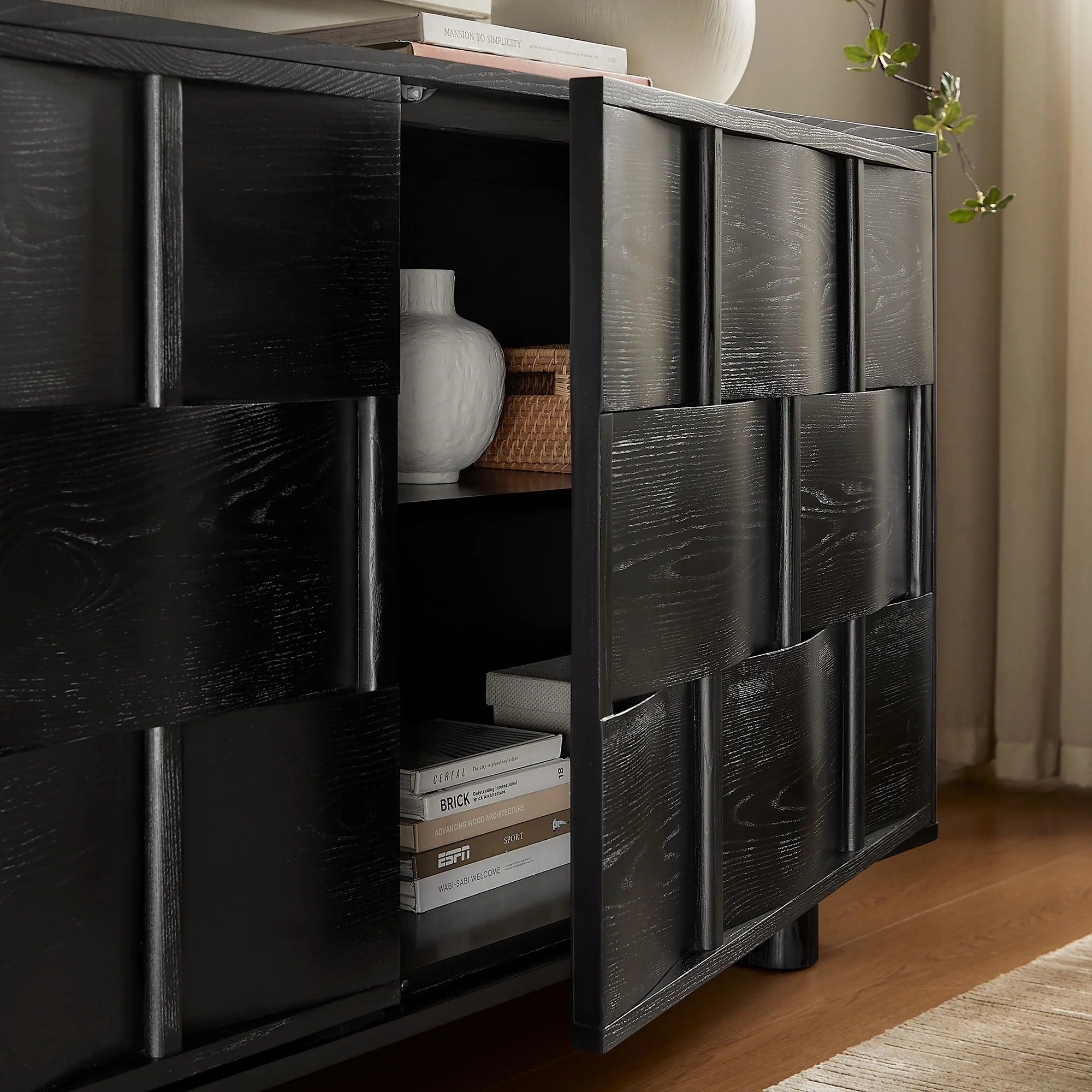 Foundry 71" Woven Design Buffet Storage Cabinet by Modway - Image 7