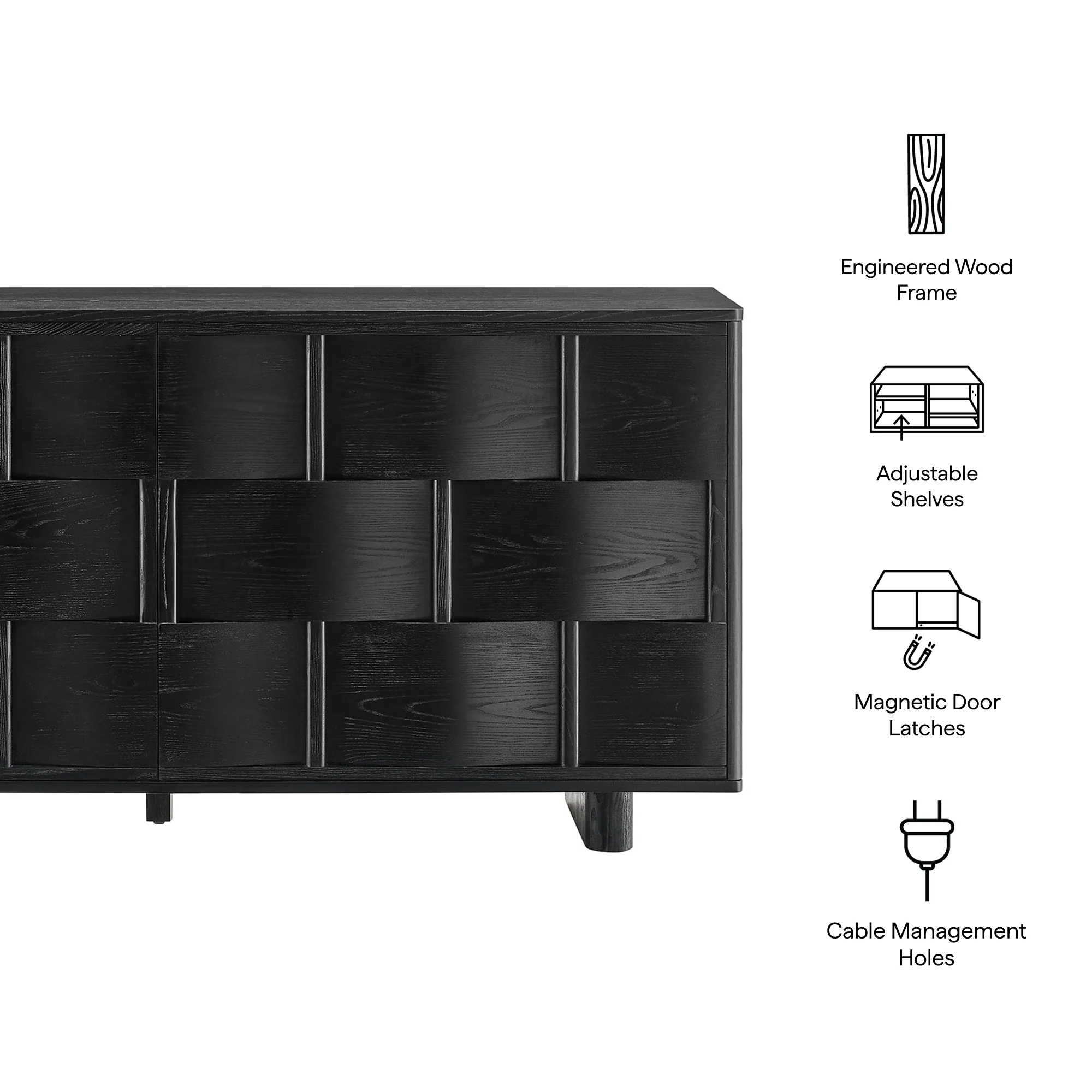 Foundry 71" Woven Design Buffet Storage Cabinet by Modway - Image 9