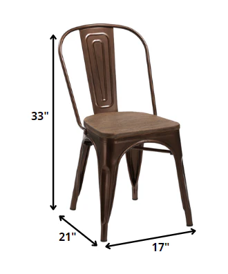 Four 33' Metal And Wood Dining Chairs By Homeroots - Image 2