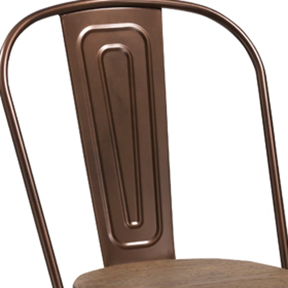 Four 33' Metal And Wood Dining Chairs By Homeroots - Image 4