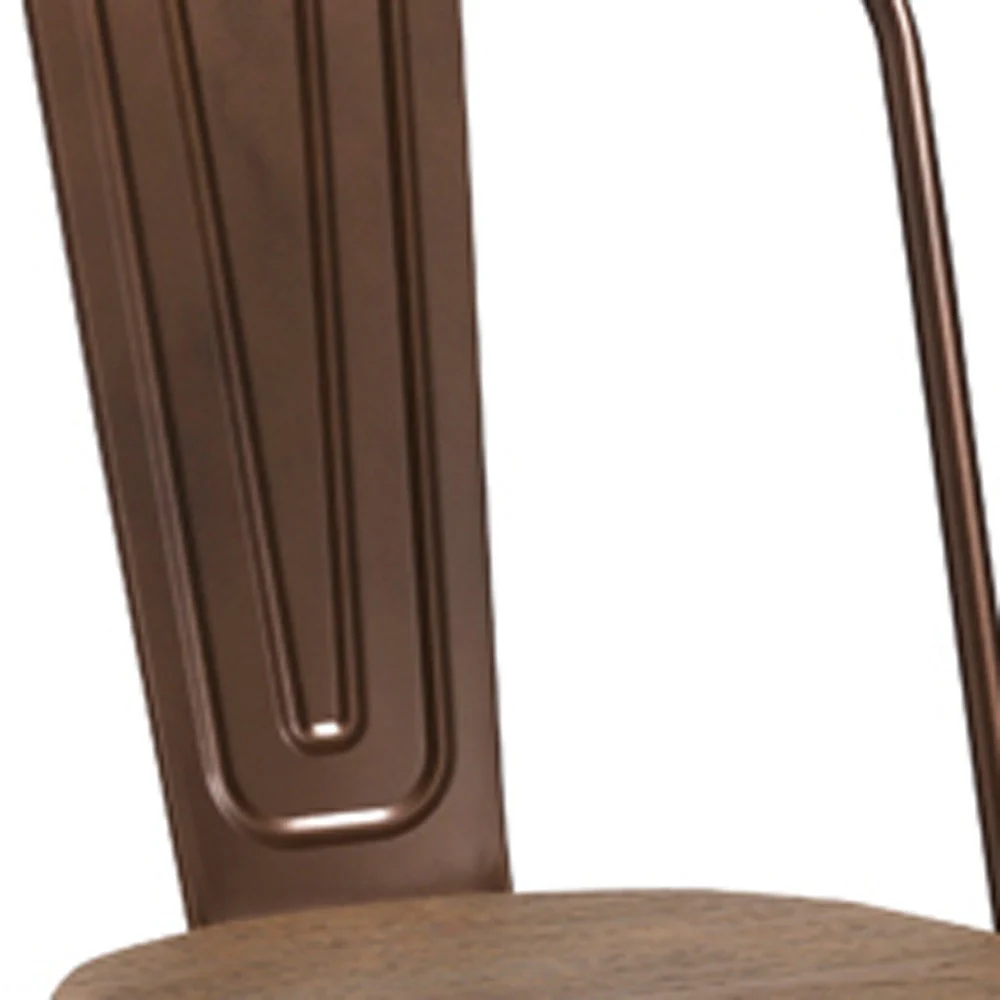 Four 33' Metal And Wood Dining Chairs By Homeroots - Image 5