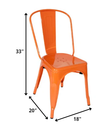 Four 33' Orange Steel Side Chairs By Homeroots - Image 2