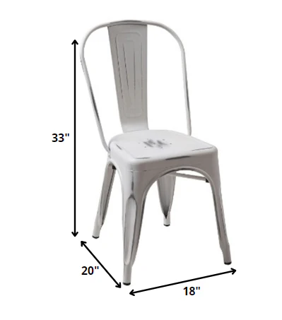 Four 33' Vintage White Metal Side Chairs By Homeroots - Image 2