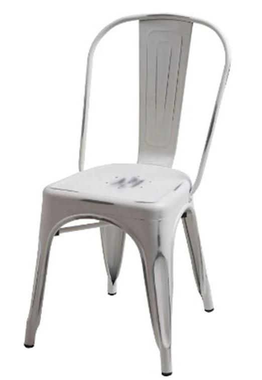 Four 33' Vintage White Metal Side Chairs By Homeroots - Image 3