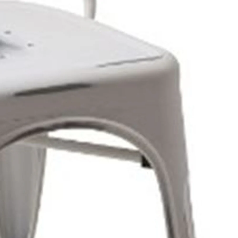 Four 33' Vintage White Metal Side Chairs By Homeroots - Image 4
