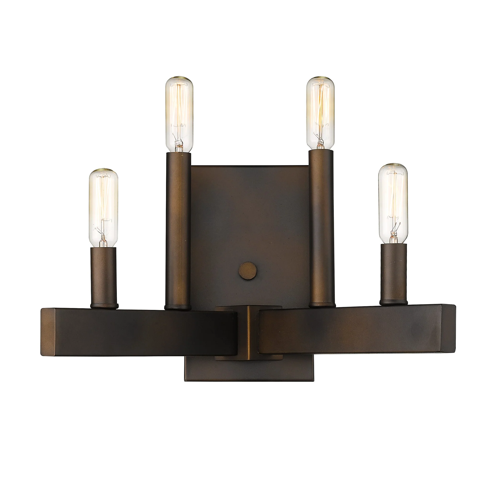 Four Light Bronze Metal Vintage Wall Sconce By Homeroots - Image 2