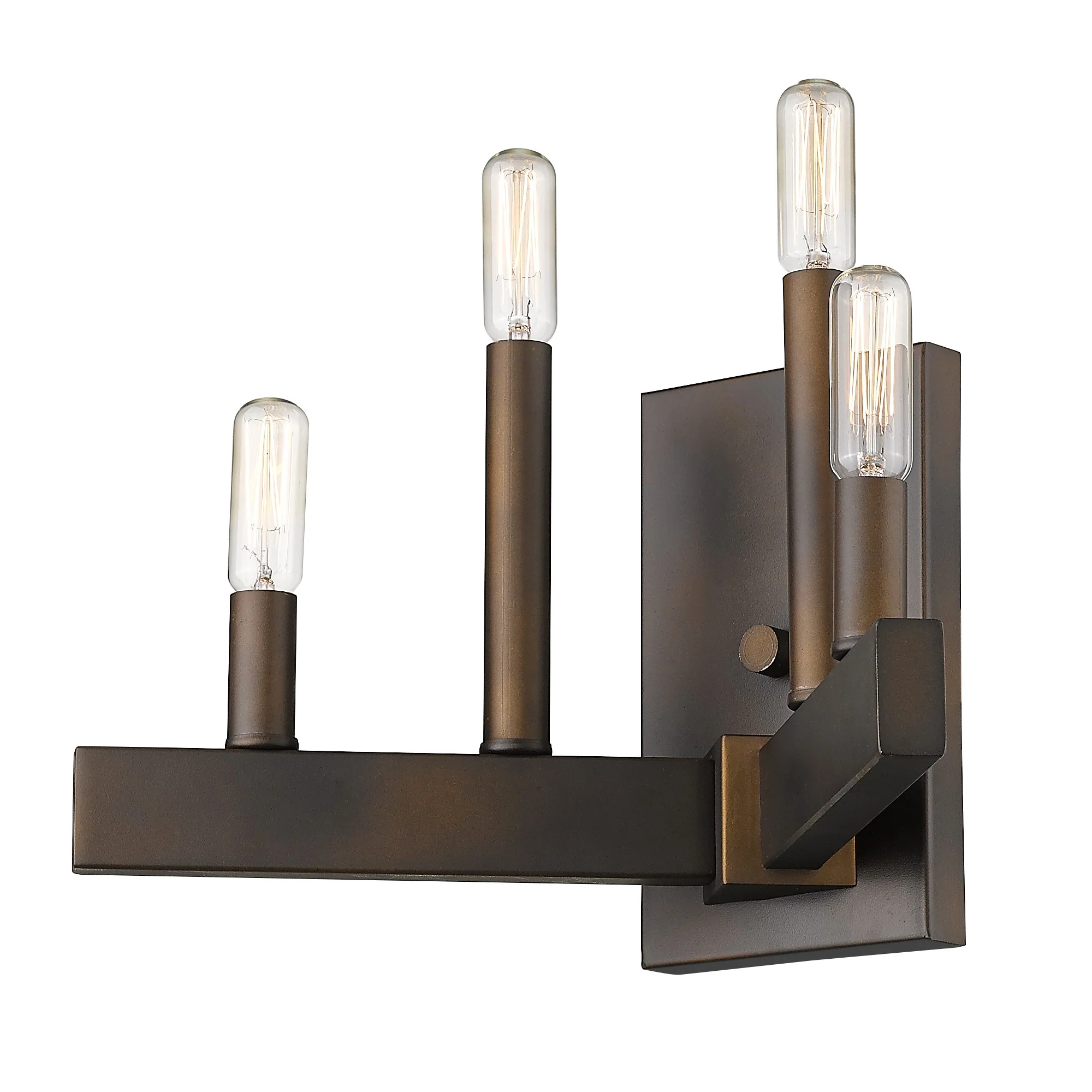 Four Light Bronze Metal Vintage Wall Sconce By Homeroots - Image 3