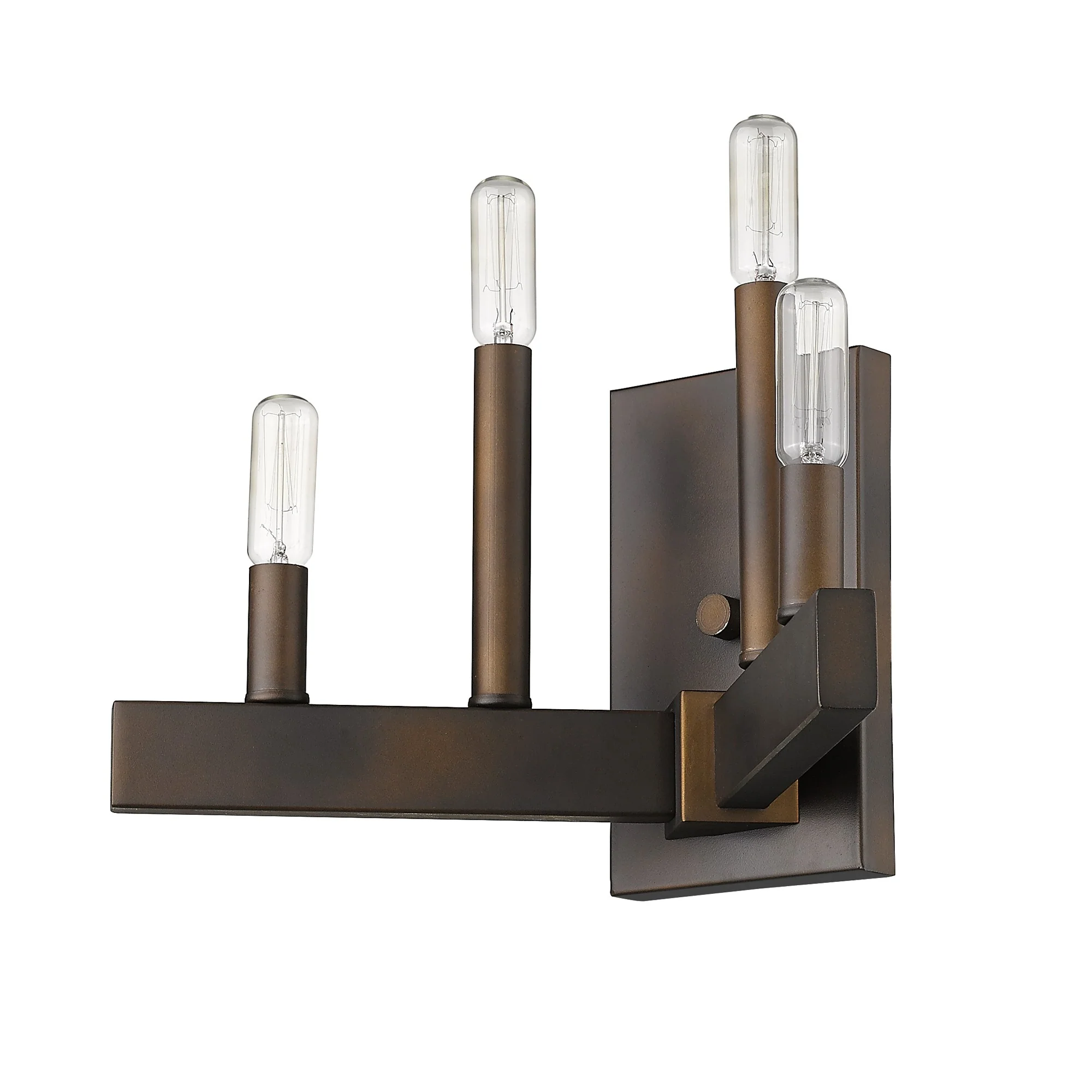 Four Light Bronze Metal Vintage Wall Sconce By Homeroots - Image 4