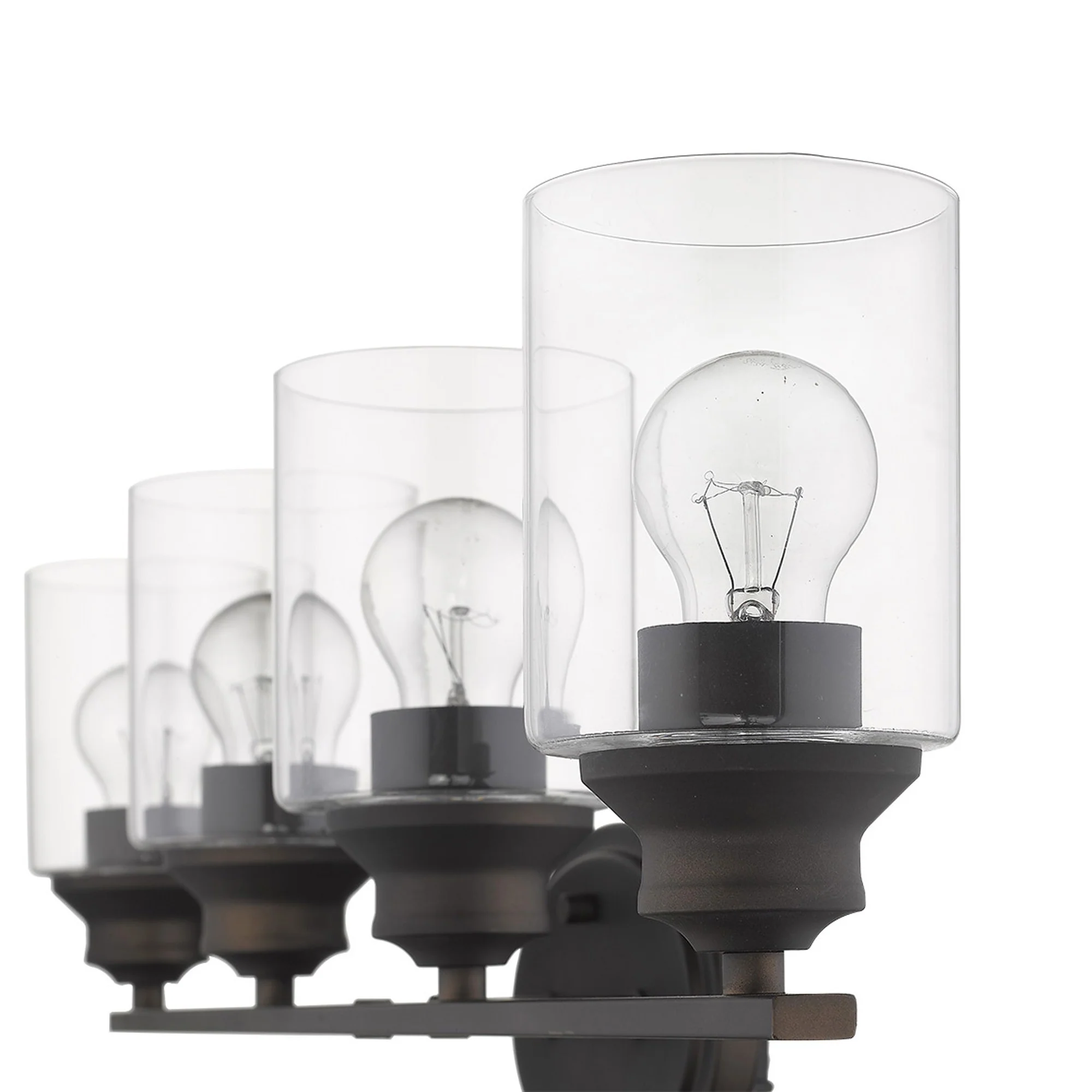 Four Light Bronze Wall Light with Clear Glass Shade By Homeroots - Image 2