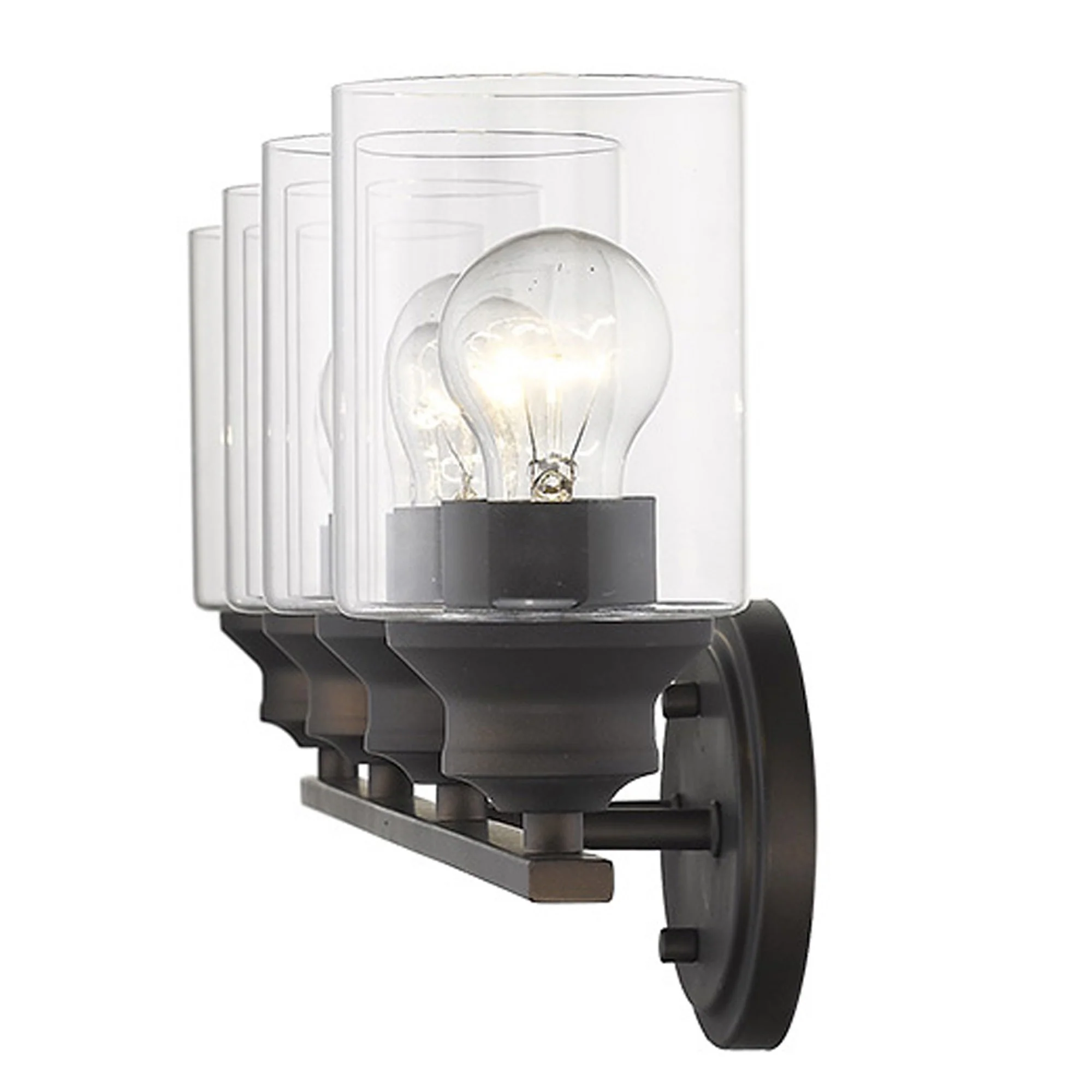 Four Light Bronze Wall Light with Clear Glass Shade By Homeroots - Image 3