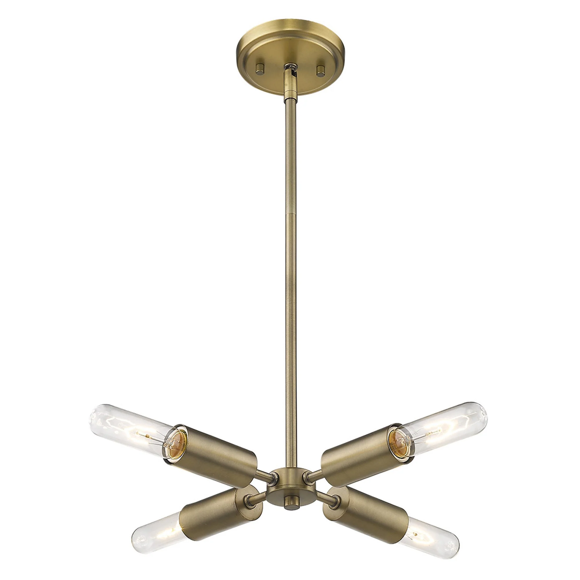 Four Light Dull Gold Hanging Chandelier By Homeroots - Image 2