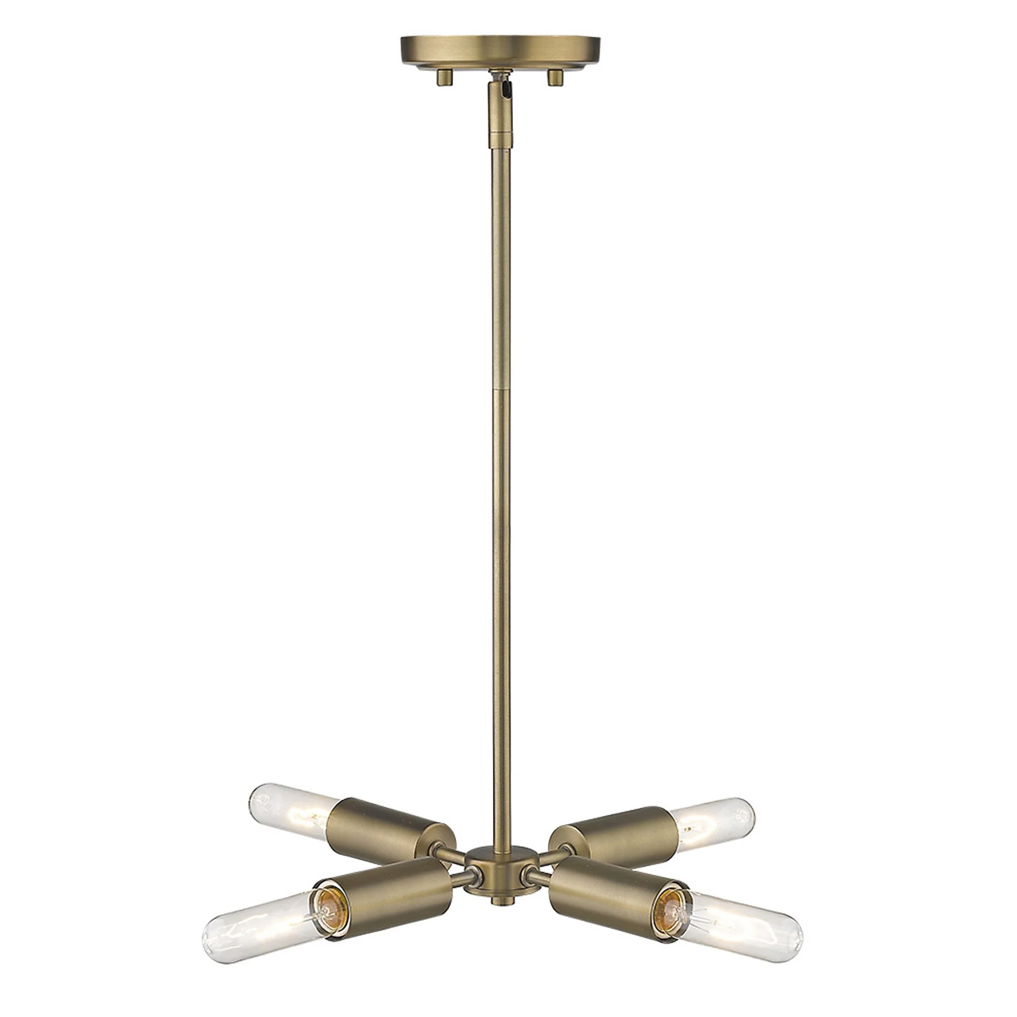 Four Light Dull Gold Hanging Chandelier By Homeroots - Image 5
