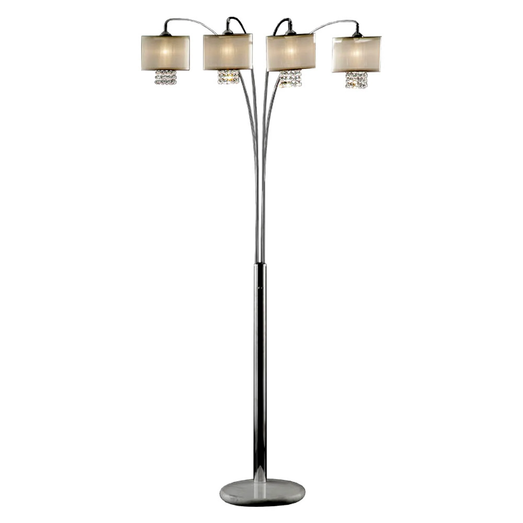Four Light Floor Lamp with Crystal Accents By Homeroots - Image 2