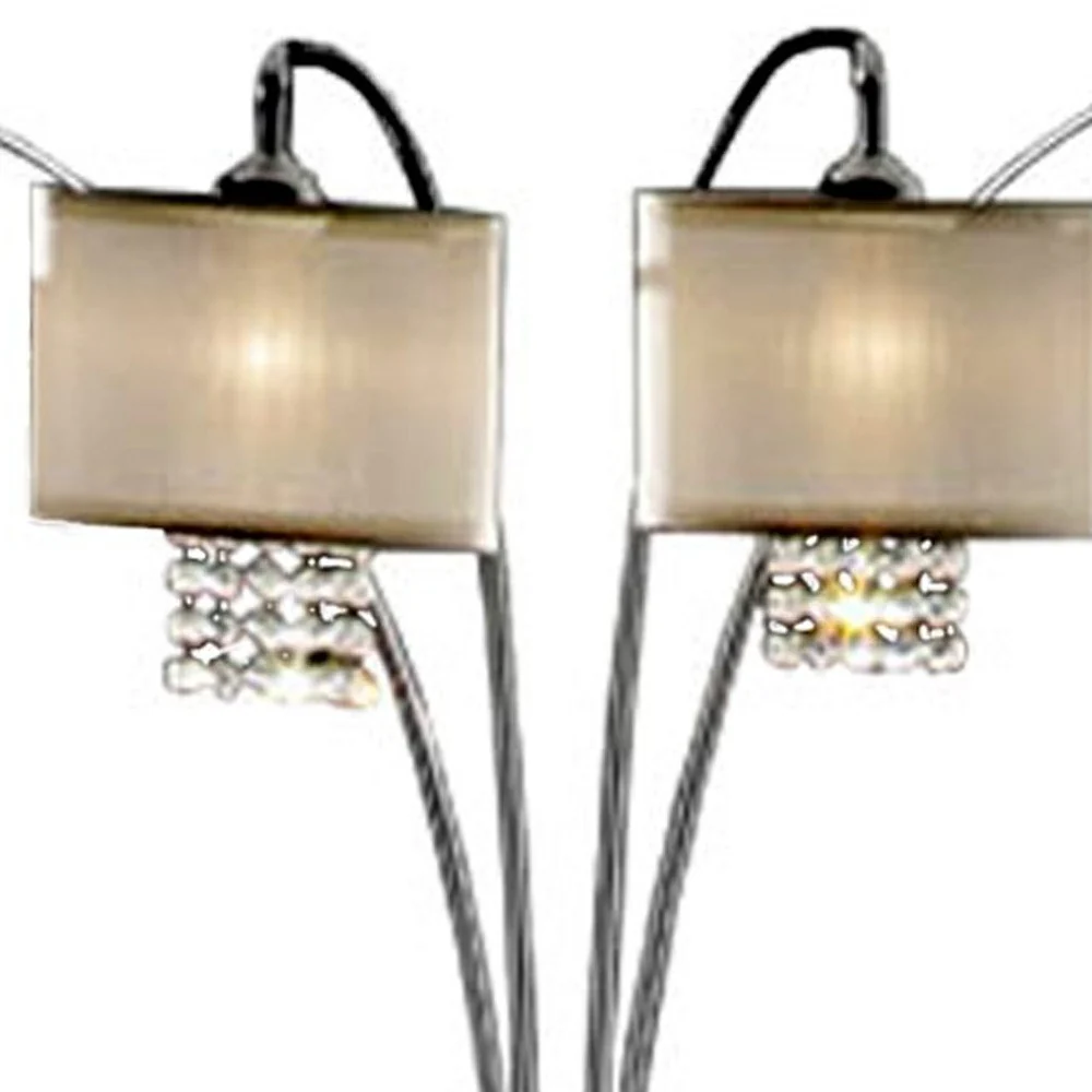 Four Light Floor Lamp with Crystal Accents By Homeroots - Image 3
