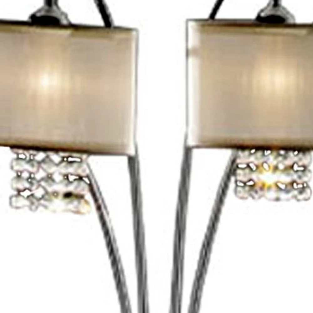 Four Light Floor Lamp with Crystal Accents By Homeroots - Image 4