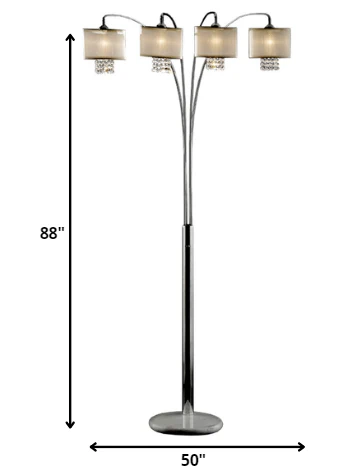 Four Light Floor Lamp with Crystal Accents By Homeroots - Image 5