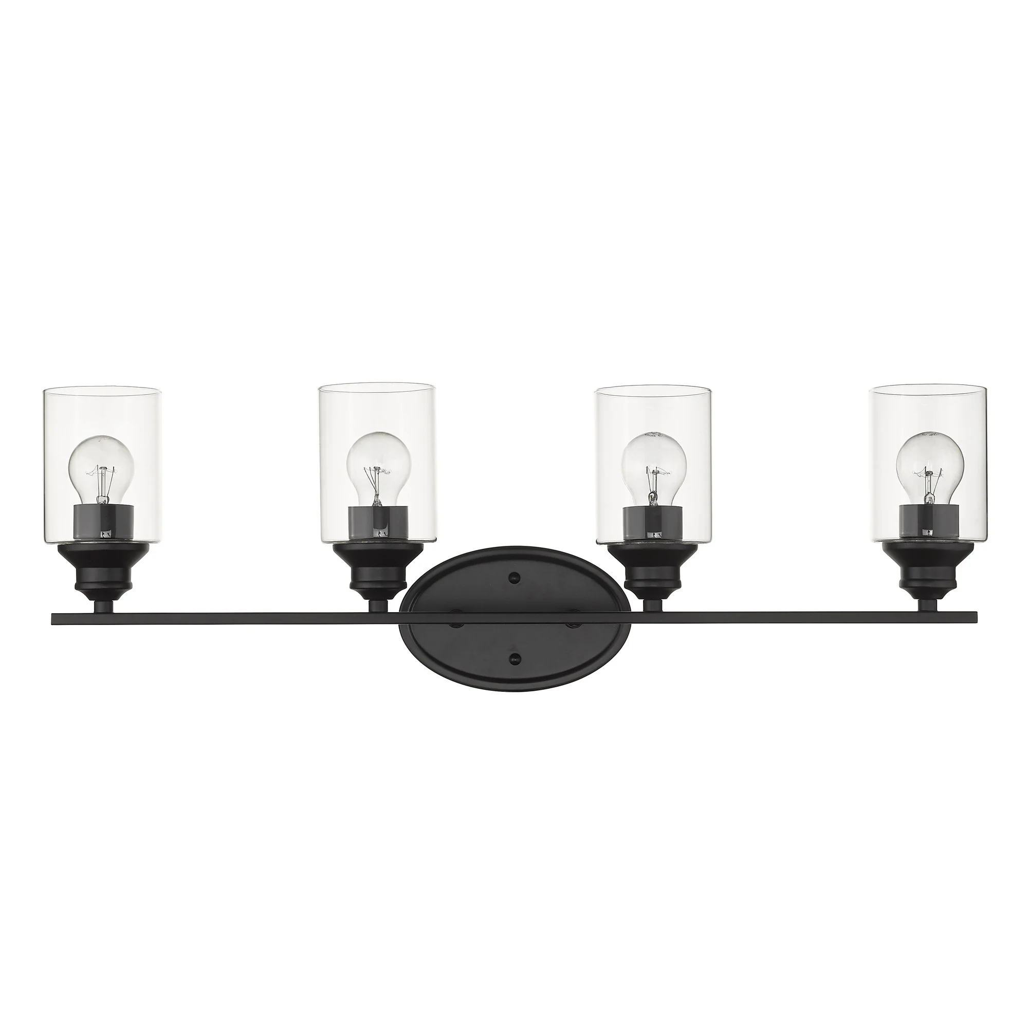 Four Light Matte Black Wall Light with Clear Glass Shade By Homeroots - Image 3