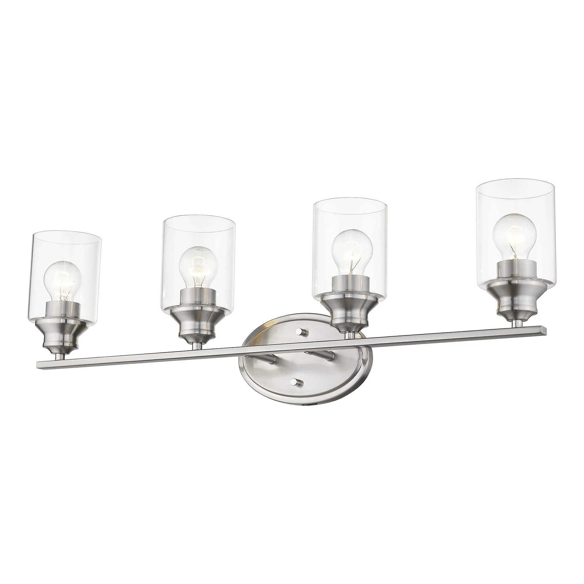 Four Light Silver Wall Light with Clear Glass Shade By Homeroots - Image 3