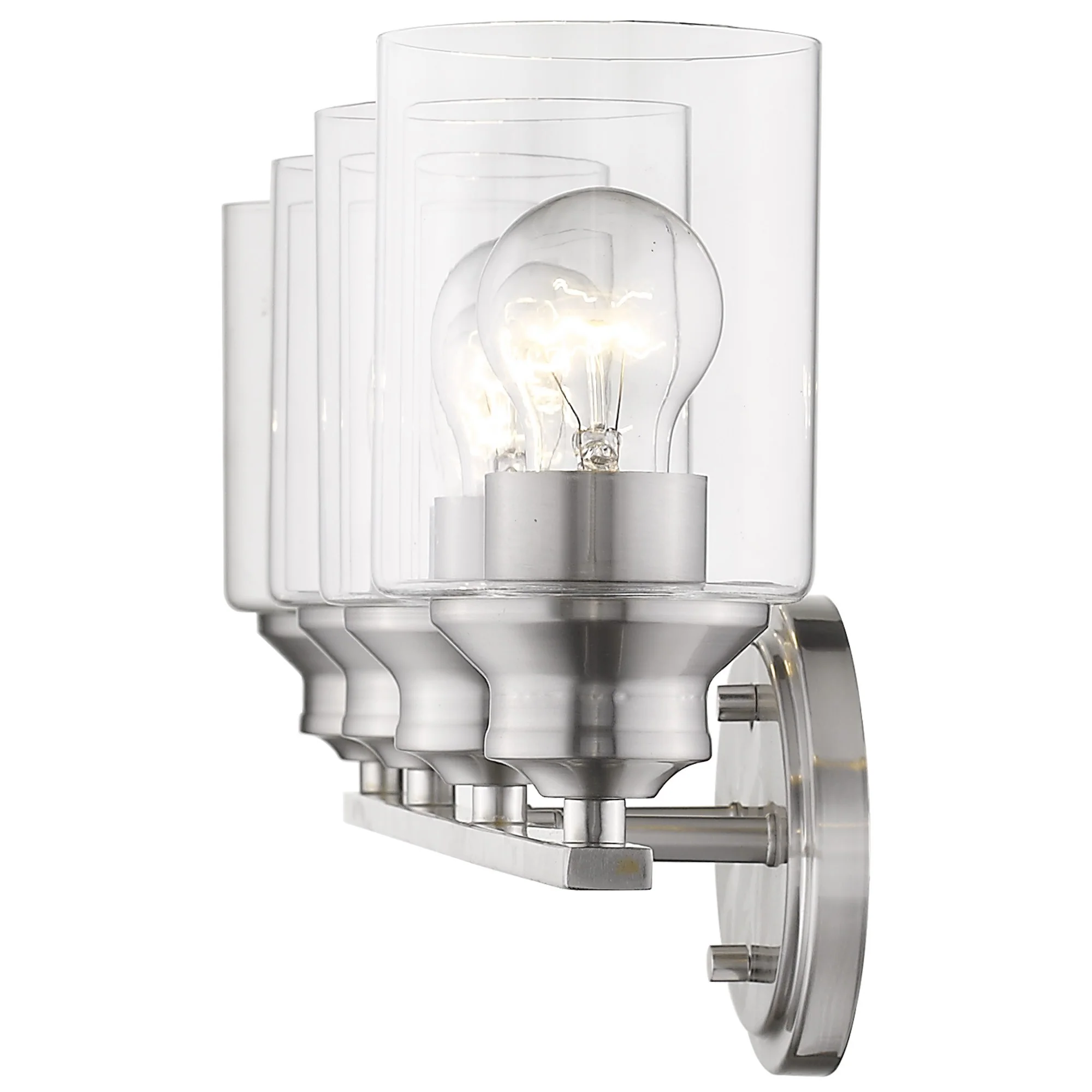 Four Light Silver Wall Light with Clear Glass Shade By Homeroots - Image 4