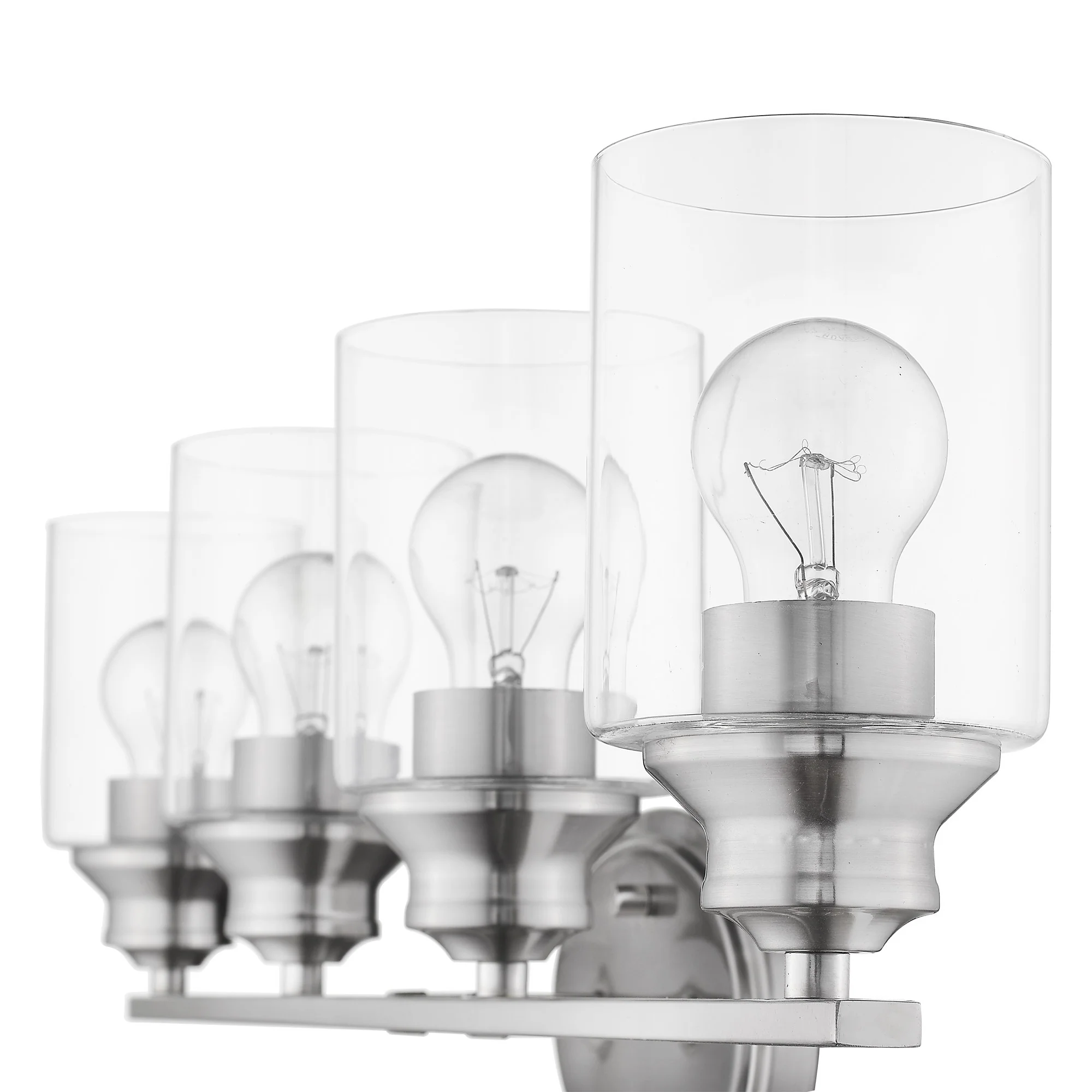 Four Light Silver Wall Light with Clear Glass Shade By Homeroots - Image 5