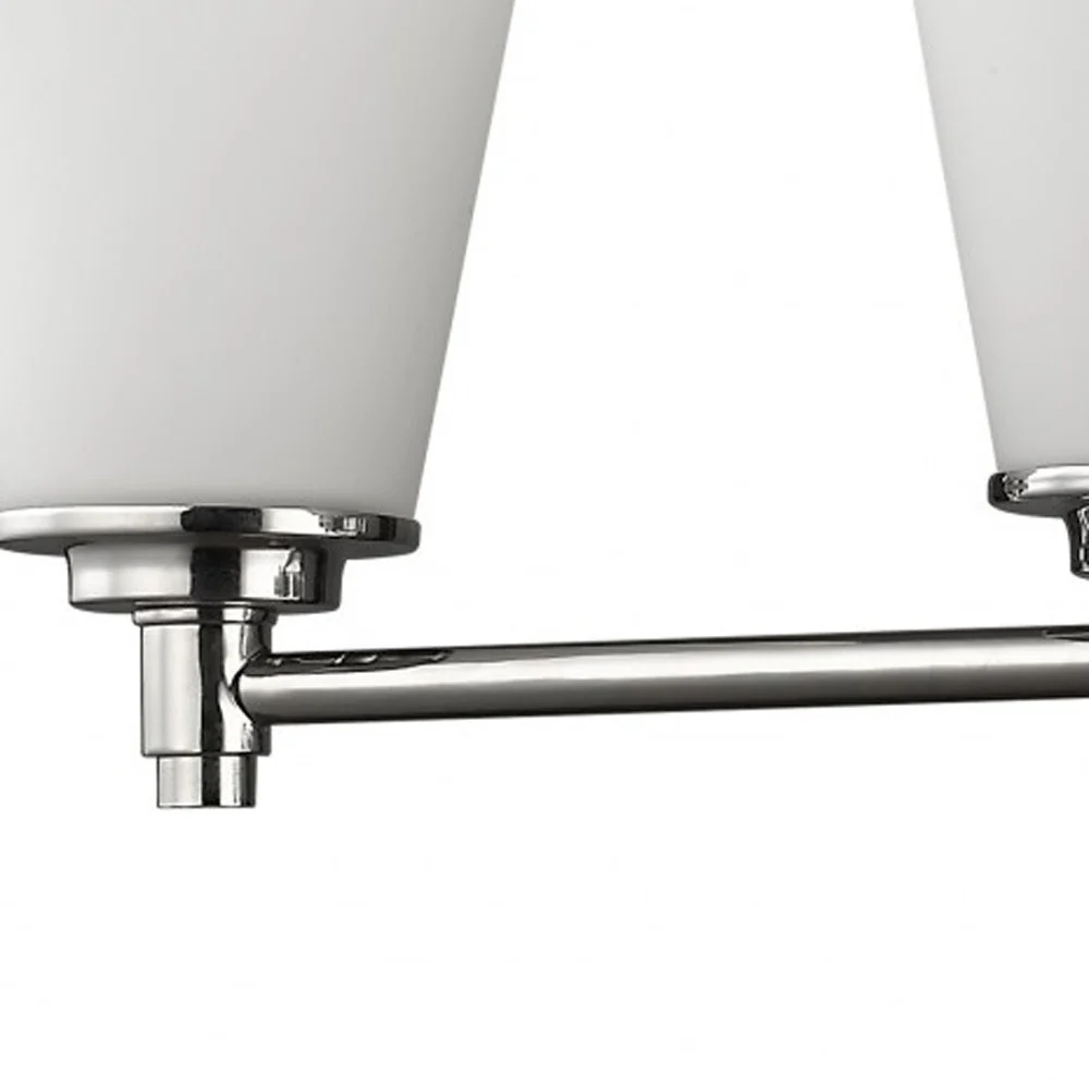 Four Light Silver Wall Light with Frosted Glass Shade By Homeroots - Image 3
