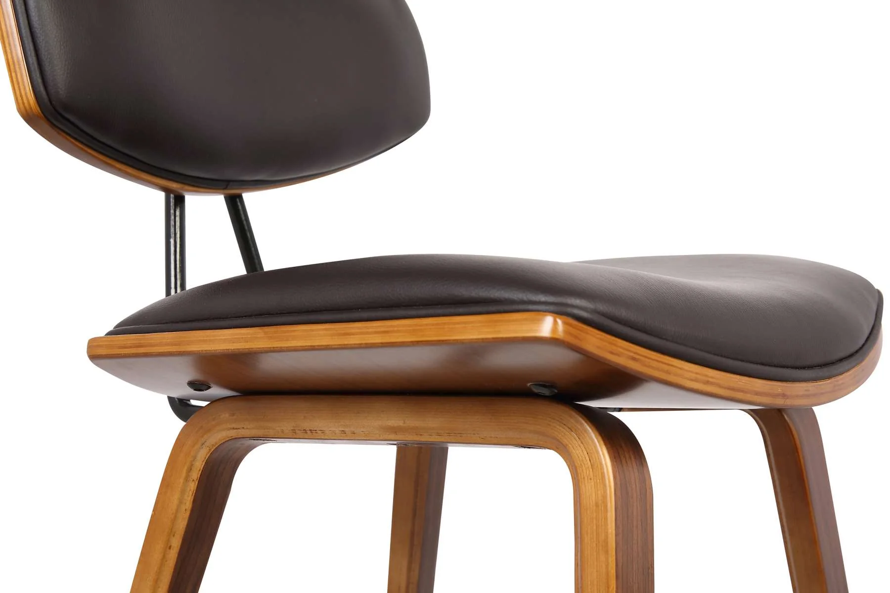 Fox 25.5" Counter Height Brown Faux Leather and Walnut Wood Mid-Century Modern Bar Stool  By Armen Living - Image 5