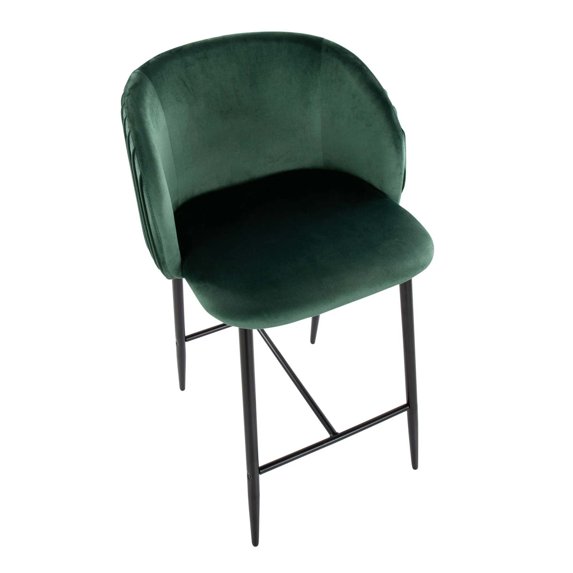 Fran Pleated Fixed-Height Counter Stool - Set of 2 Green By LumiSource - B26-FRANPLTV BKGN2 - Image 3