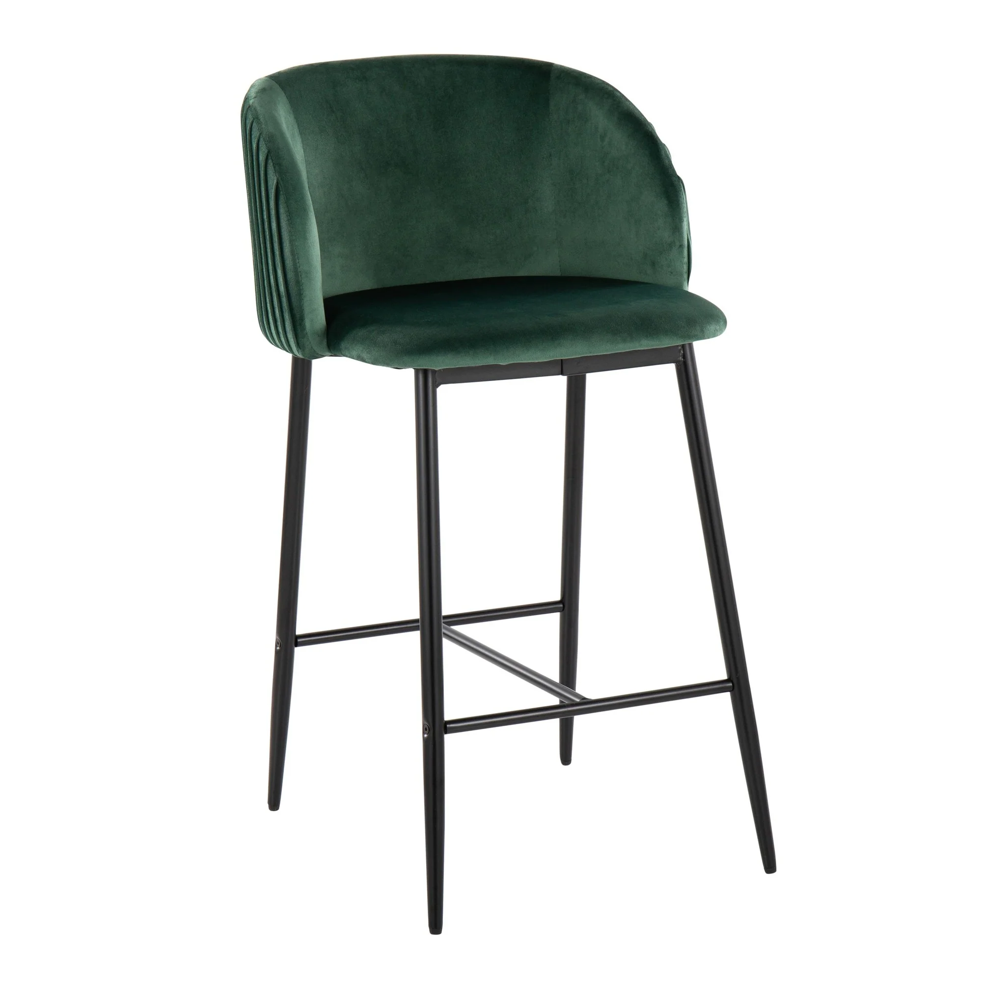 Fran Pleated Fixed-Height Counter Stool - Set of 2 Green By LumiSource - B26-FRANPLTV BKGN2 - Image 5