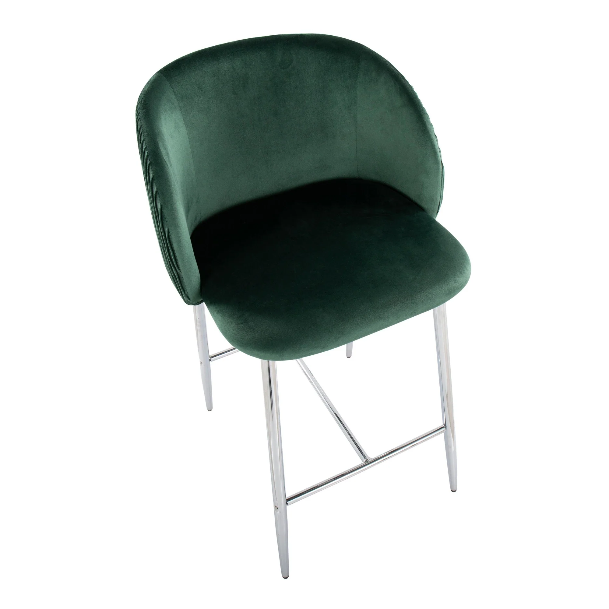 Fran Pleated Fixed-Height Counter Stool - Set of 2 Green By LumiSource - B26-FRANPLTV CHRGN2 - Image 3