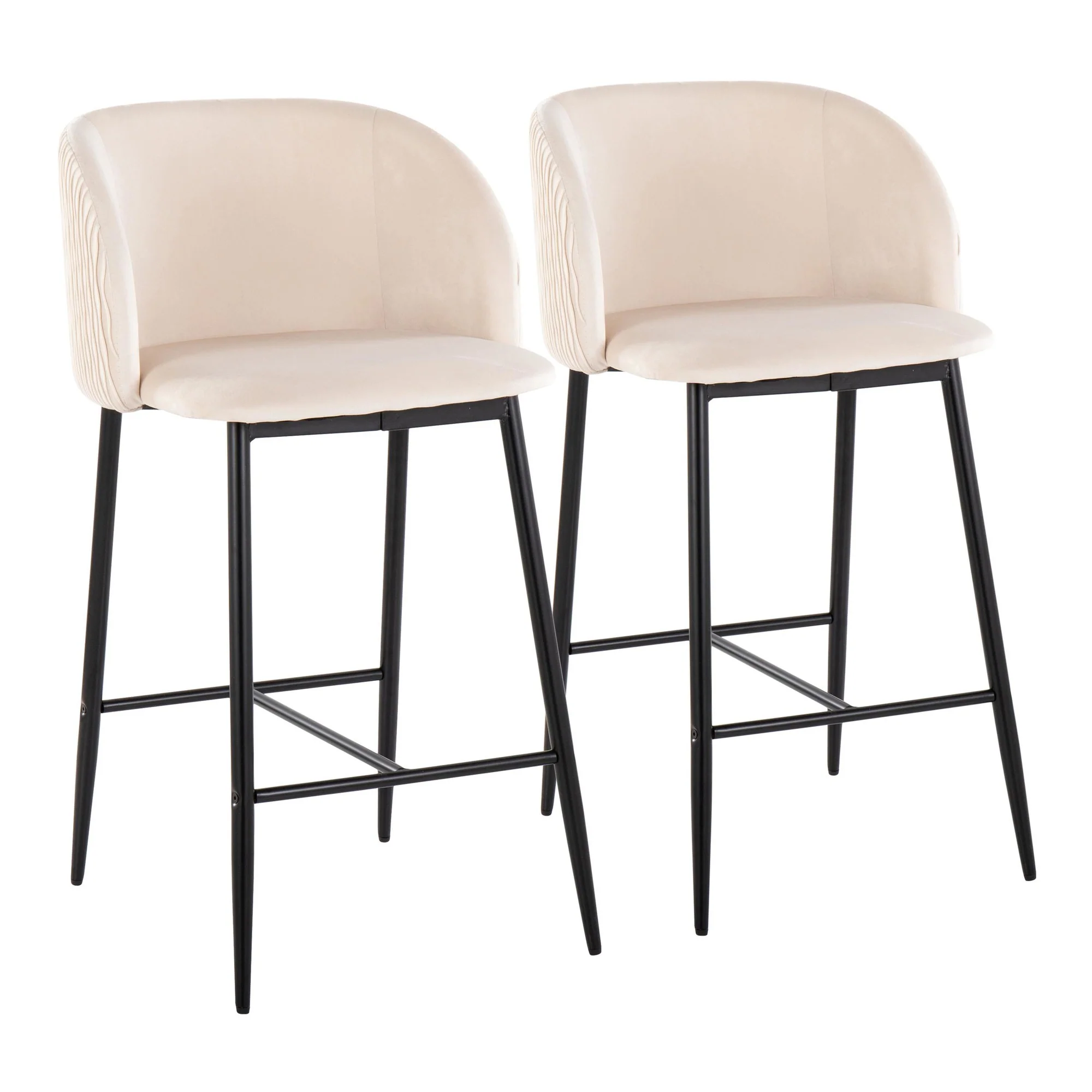 Fran Pleated Waves Fixed-Height Counter Stool - Set of 2 Green By LumiSource - B26-FRANPLTWVV BKGN2 - Image 17