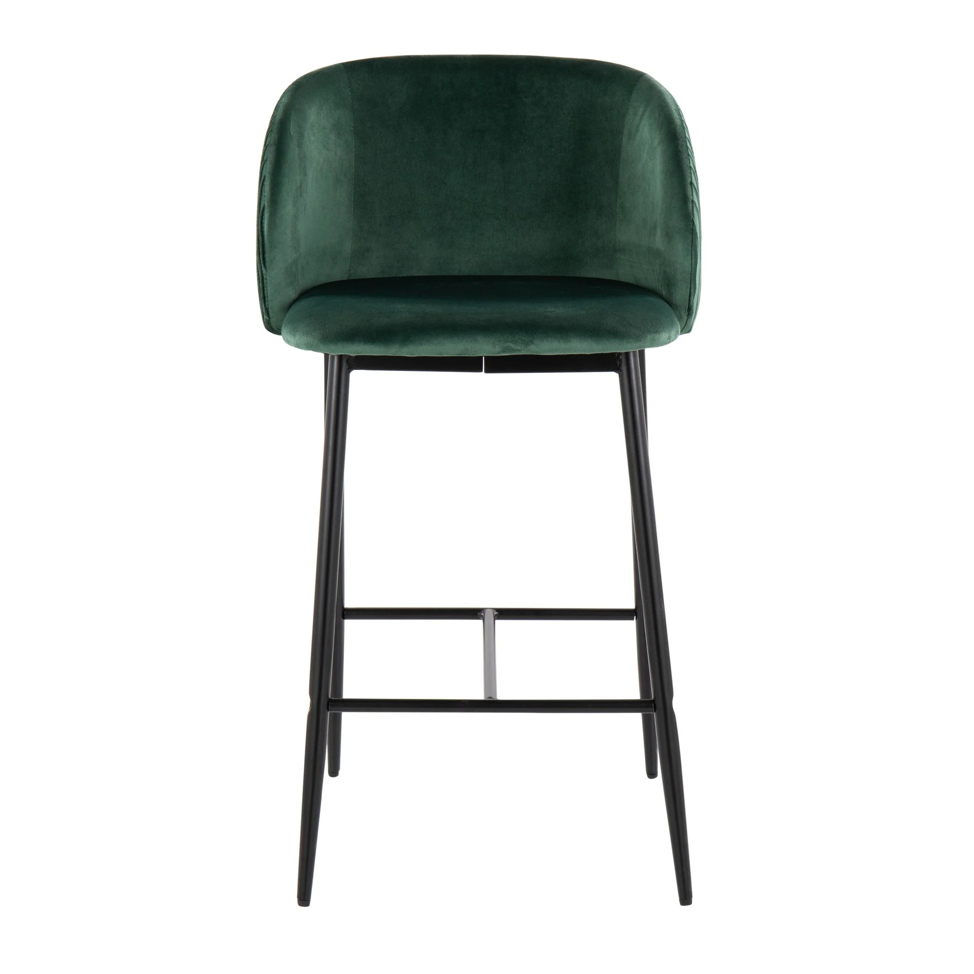 Fran Pleated Waves Fixed-Height Counter Stool - Set of 2 Green By LumiSource - B26-FRANPLTWVV BKGN2 - Image 2