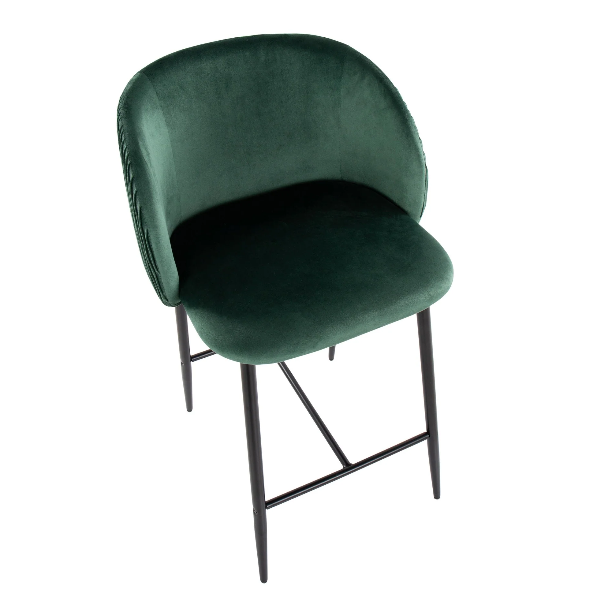 Fran Pleated Waves Fixed-Height Counter Stool - Set of 2 Green By LumiSource - B26-FRANPLTWVV BKGN2 - Image 3
