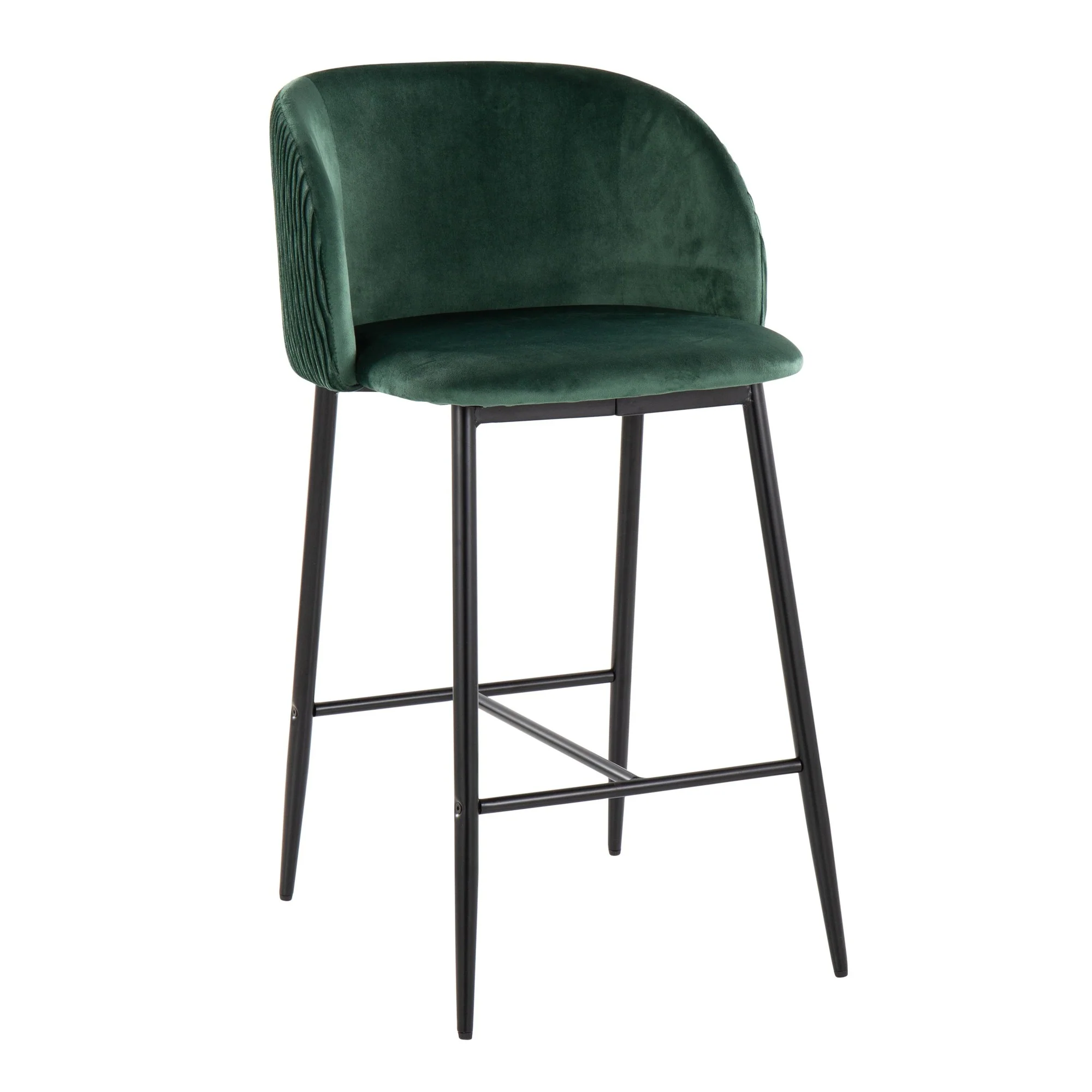 Fran Pleated Waves Fixed-Height Counter Stool - Set of 2 Green By LumiSource - B26-FRANPLTWVV BKGN2 - Image 5