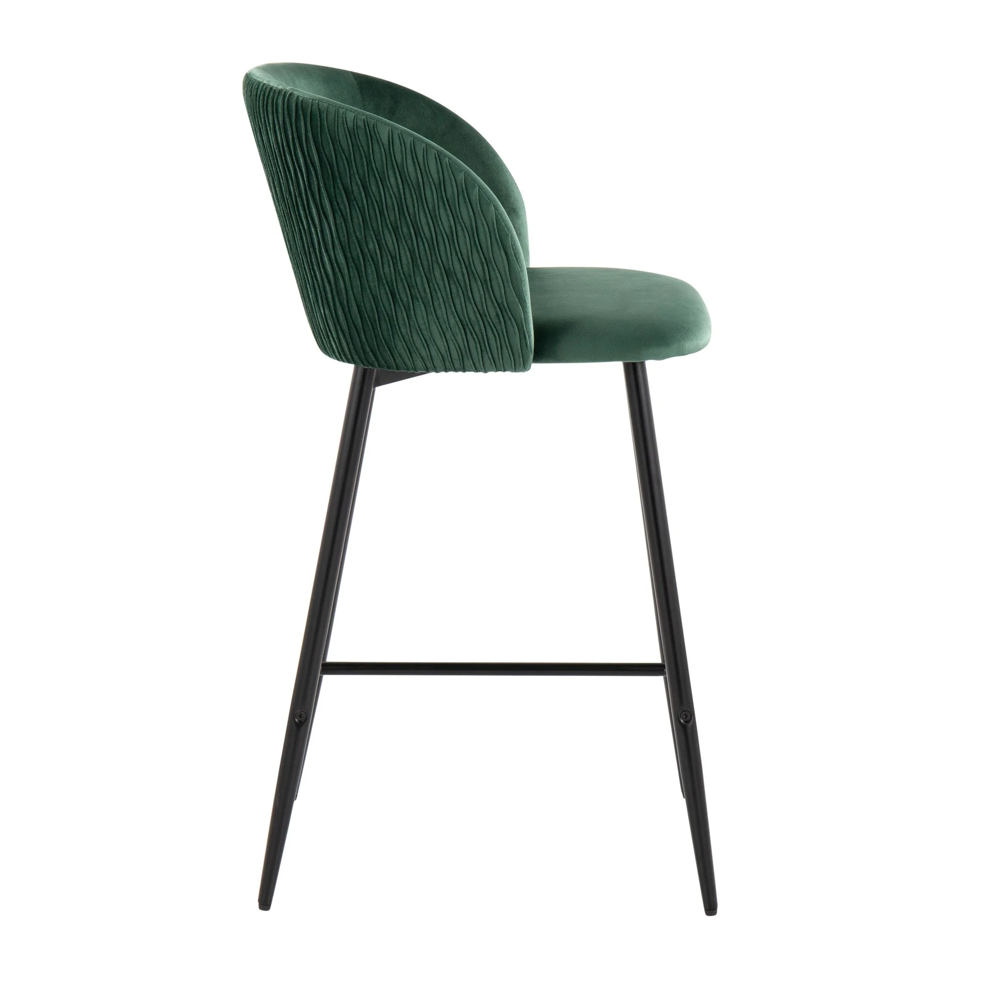 Fran Pleated Waves Fixed-Height Counter Stool - Set of 2 Green By LumiSource - B26-FRANPLTWVV BKGN2 - Image 6