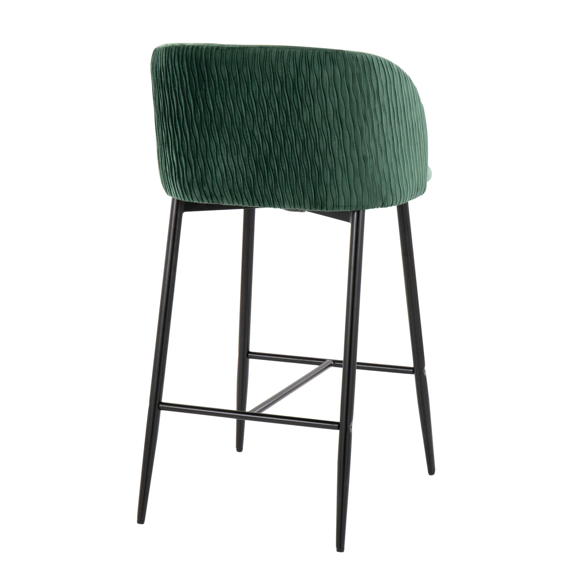 Fran Pleated Waves Fixed-Height Counter Stool - Set of 2 Green By LumiSource - B26-FRANPLTWVV BKGN2 - Image 7