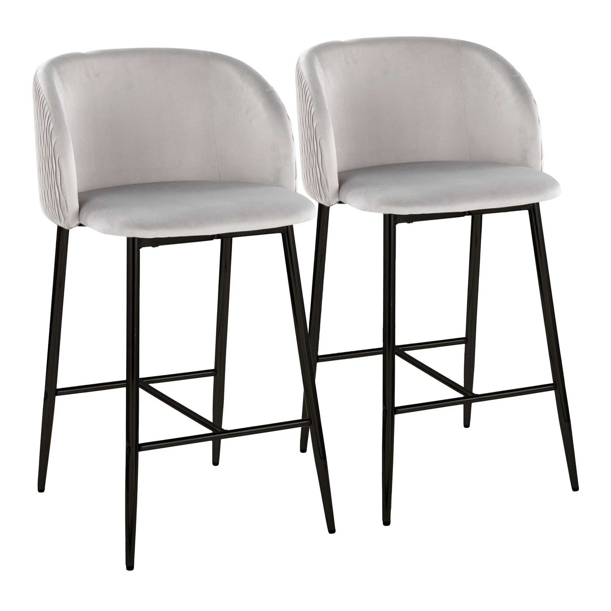 Fran Pleated Waves Fixed-Height Counter Stool - Set of 2 Green By LumiSource - B26-FRANPLTWVV BKGN2 - Image 9
