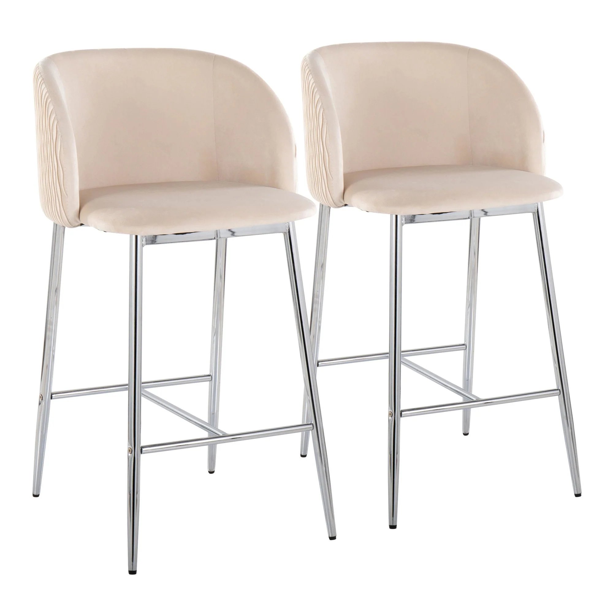 Fran Pleated Waves Fixed-Height Counter Stool - Set of 2 Green By LumiSource - B26-FRANPLTWVV CHRGN2 - Image 17