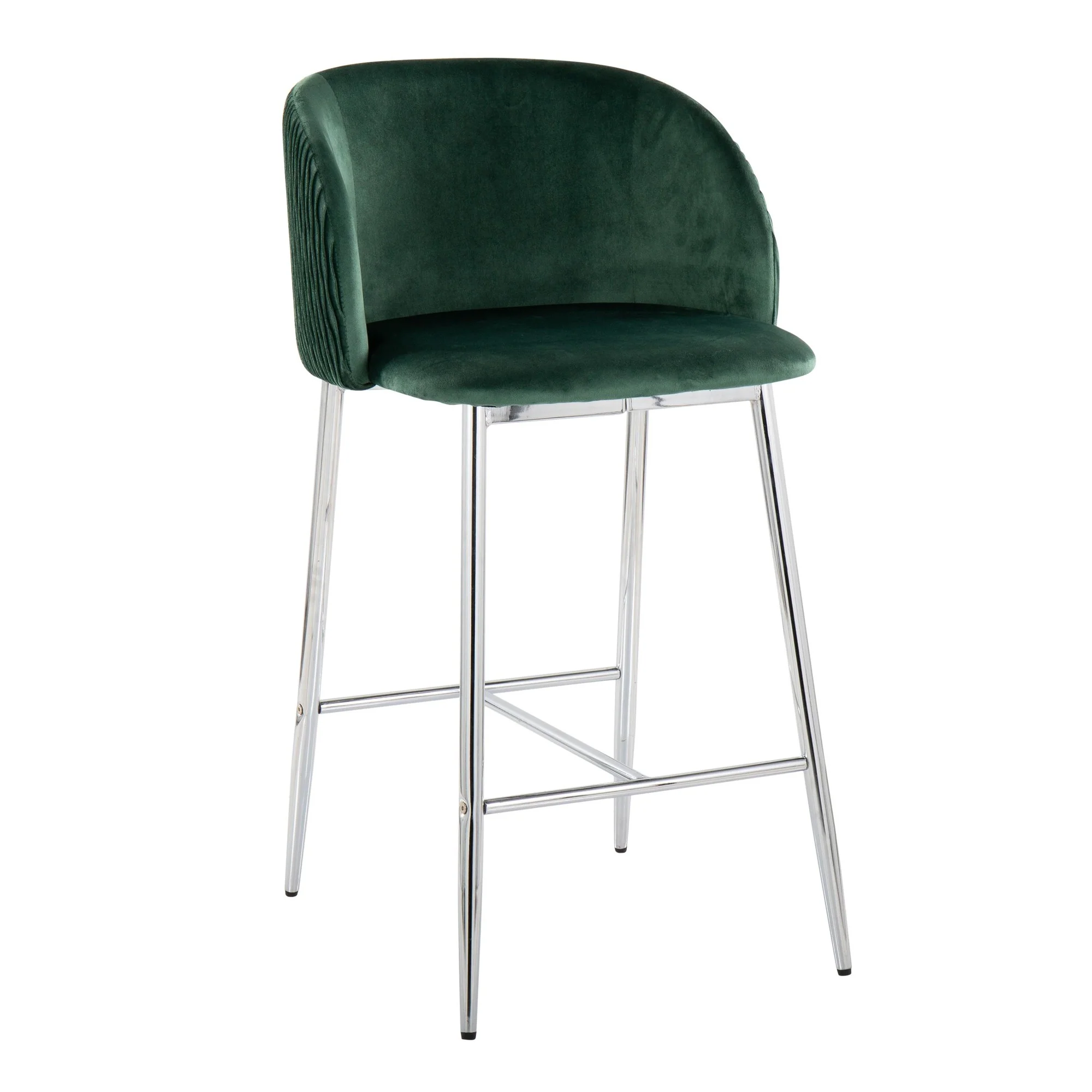 Fran Pleated Waves Fixed-Height Counter Stool - Set of 2 Green By LumiSource - B26-FRANPLTWVV CHRGN2 - Image 5