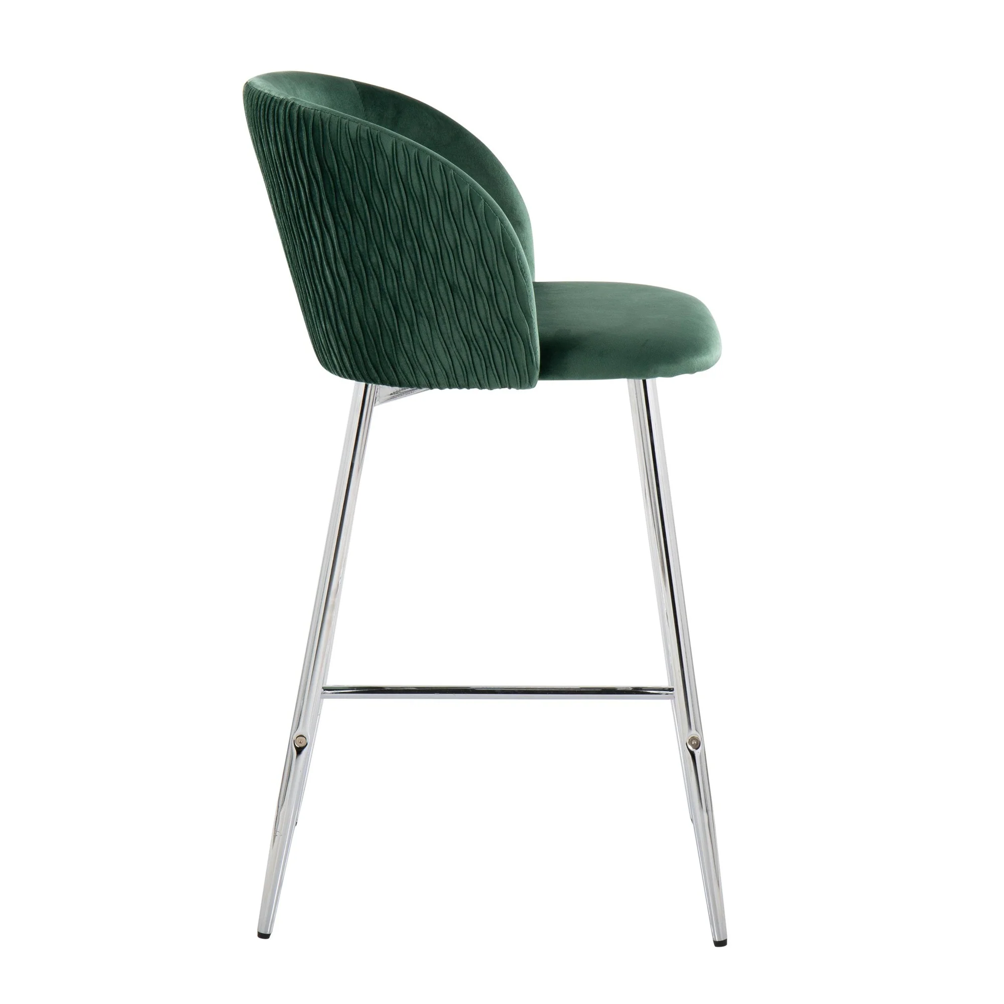 Fran Pleated Waves Fixed-Height Counter Stool - Set of 2 Green By LumiSource - B26-FRANPLTWVV CHRGN2 - Image 6