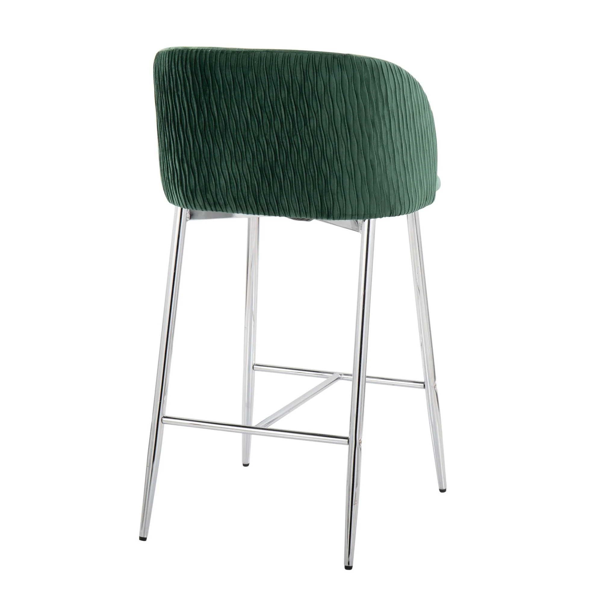 Fran Pleated Waves Fixed-Height Counter Stool - Set of 2 Green By LumiSource - B26-FRANPLTWVV CHRGN2 - Image 7
