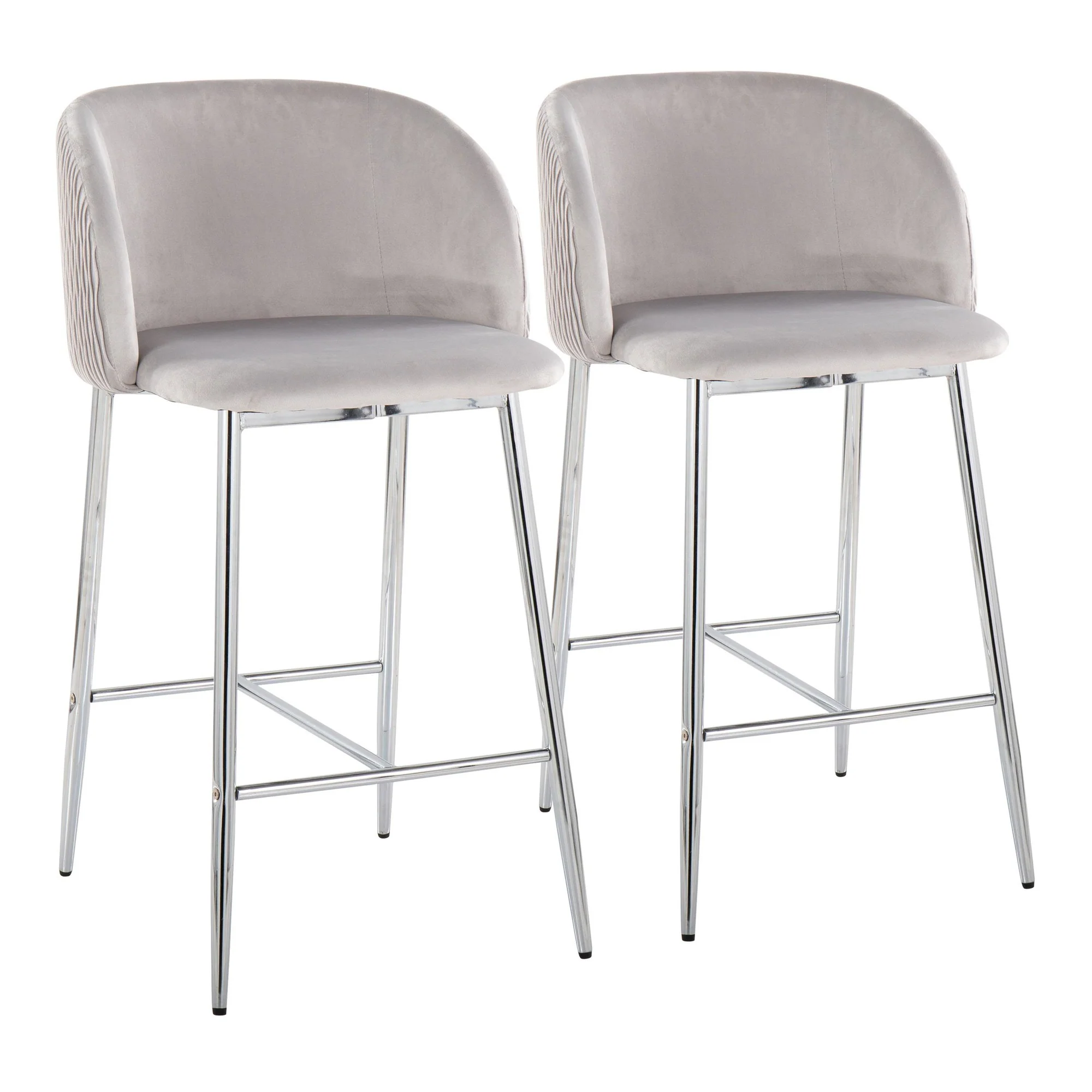 Fran Pleated Waves Fixed-Height Counter Stool - Set of 2 Green By LumiSource - B26-FRANPLTWVV CHRGN2 - Image 9