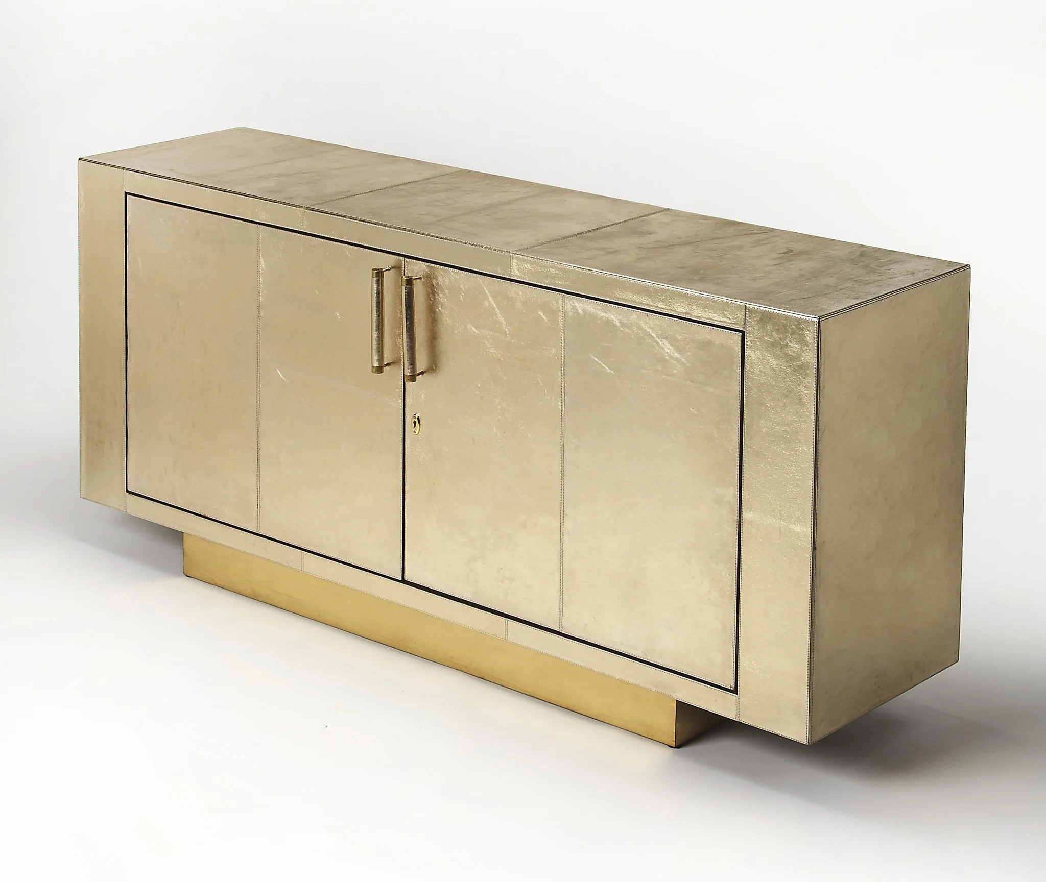 Francois Gold Leather Buffet By Homeroots - Image 3