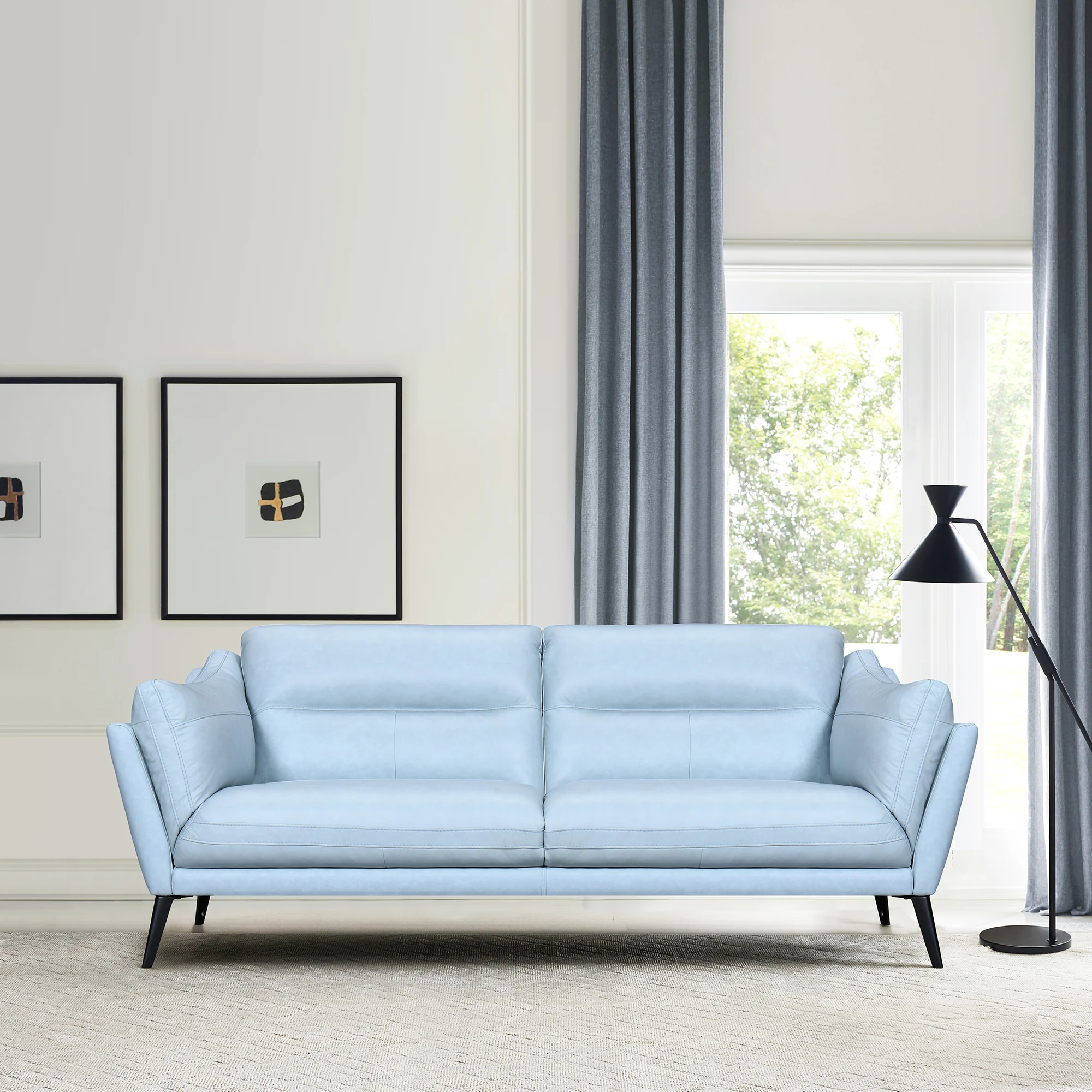 Franz Mint Leather Sofa By Armen Living - Image 10